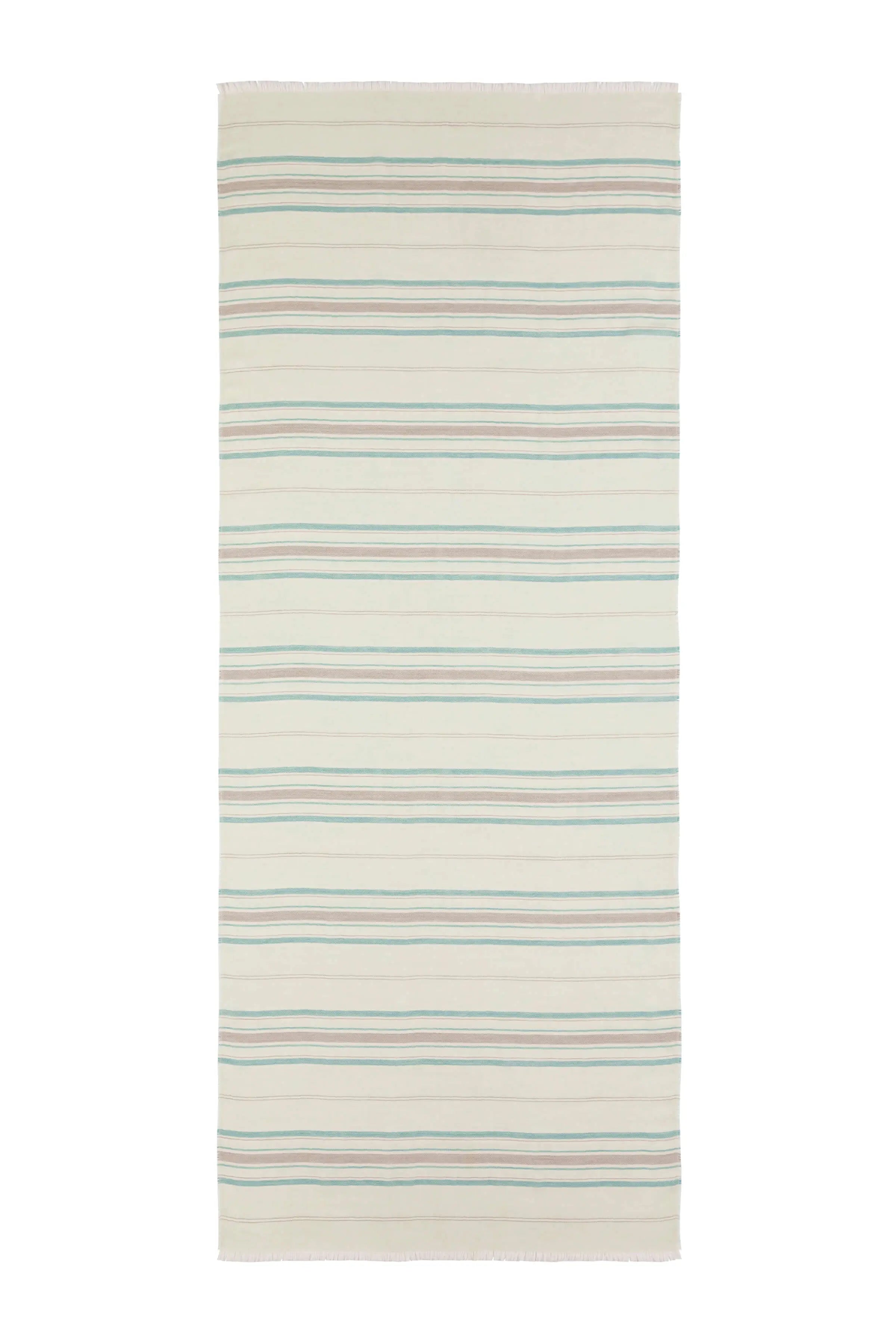 Lightweight Stripy Light Green Cashmere Scarf