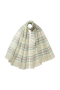 Lightweight Stripy Light Green Cashmere Scarf