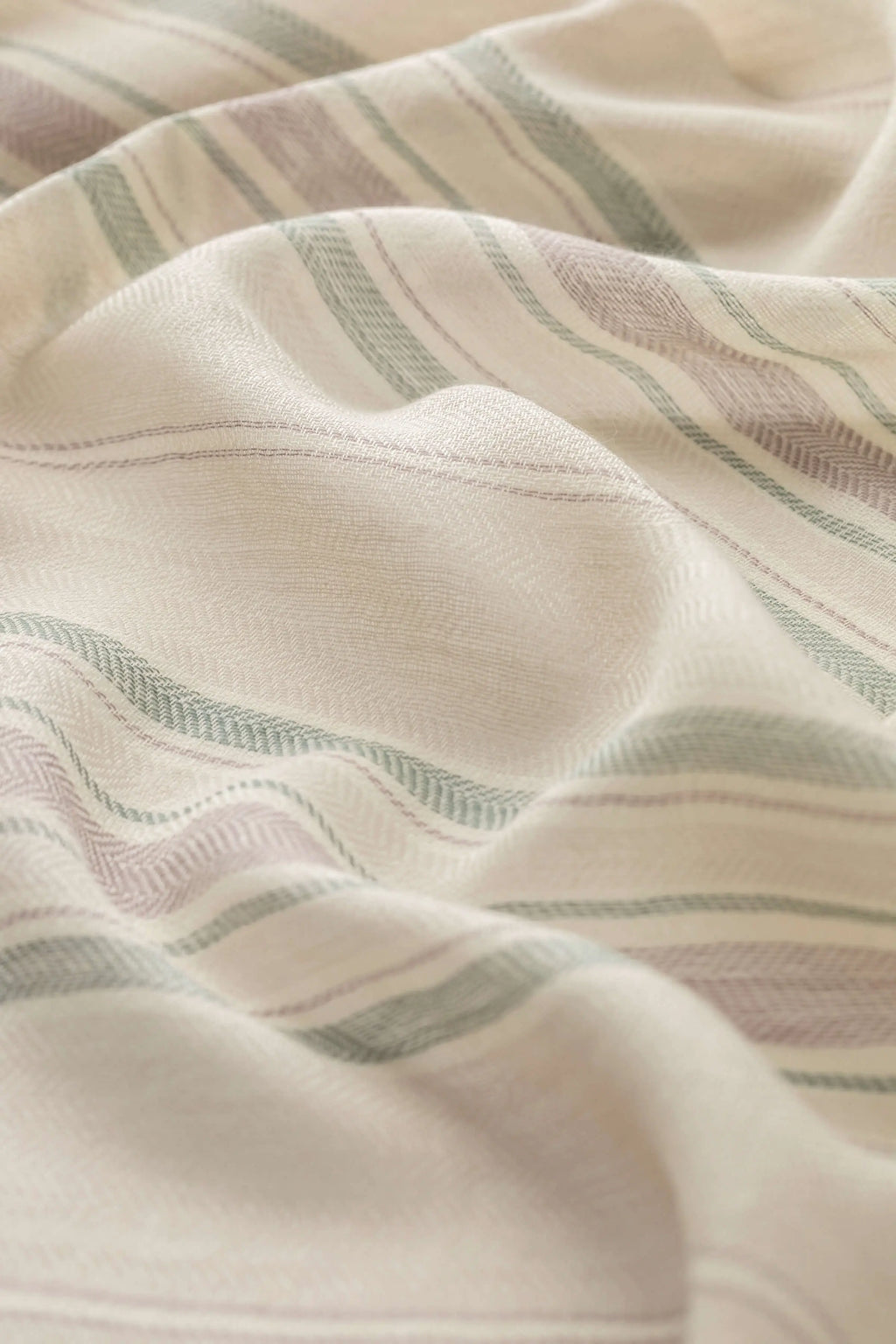 Lightweight Stripy Natural Cashmere Scarf