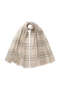 Lightweight Stripy Natural Cashmere Scarf