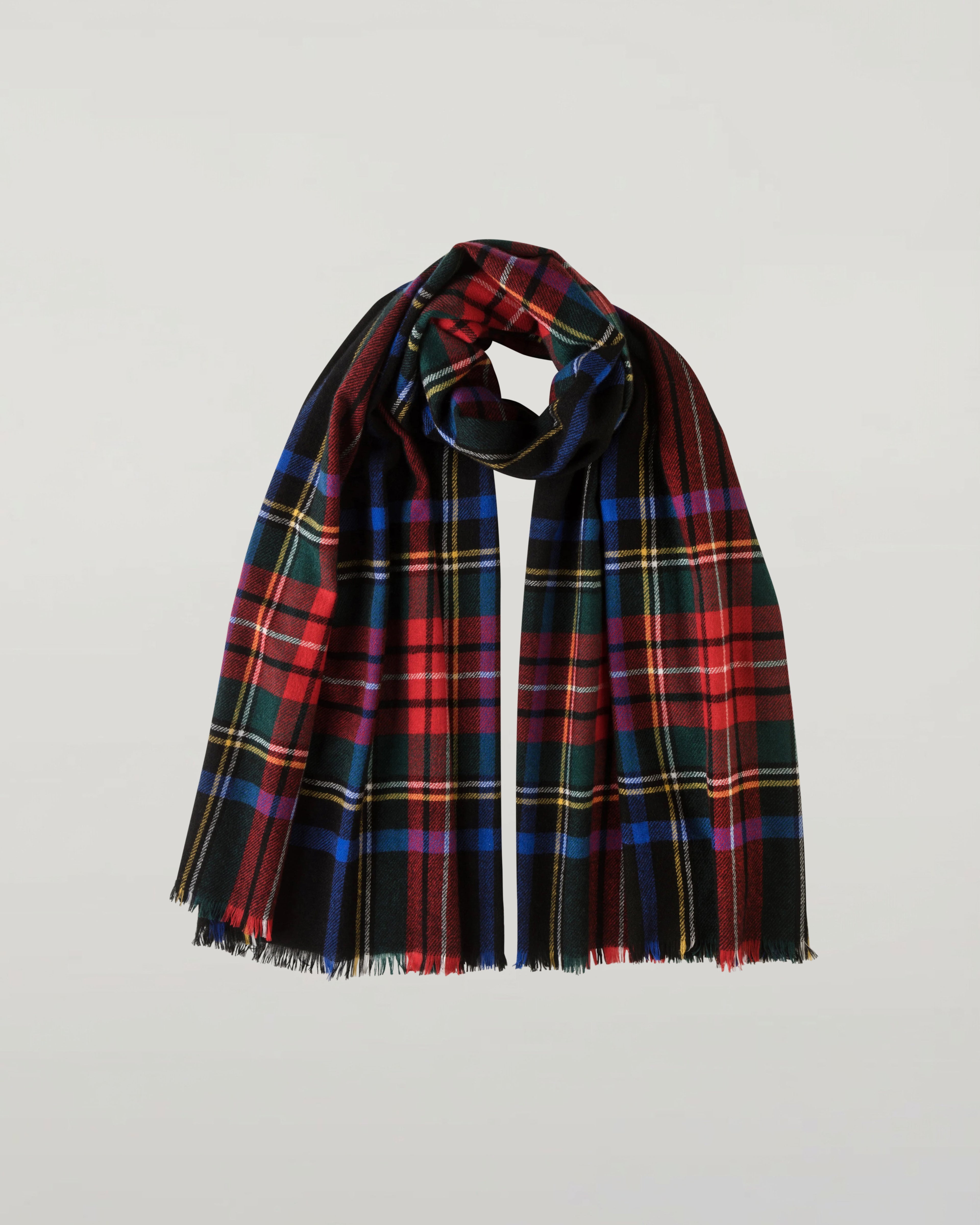 Black Stewart Tartan Lightweight Cashmere Stole
