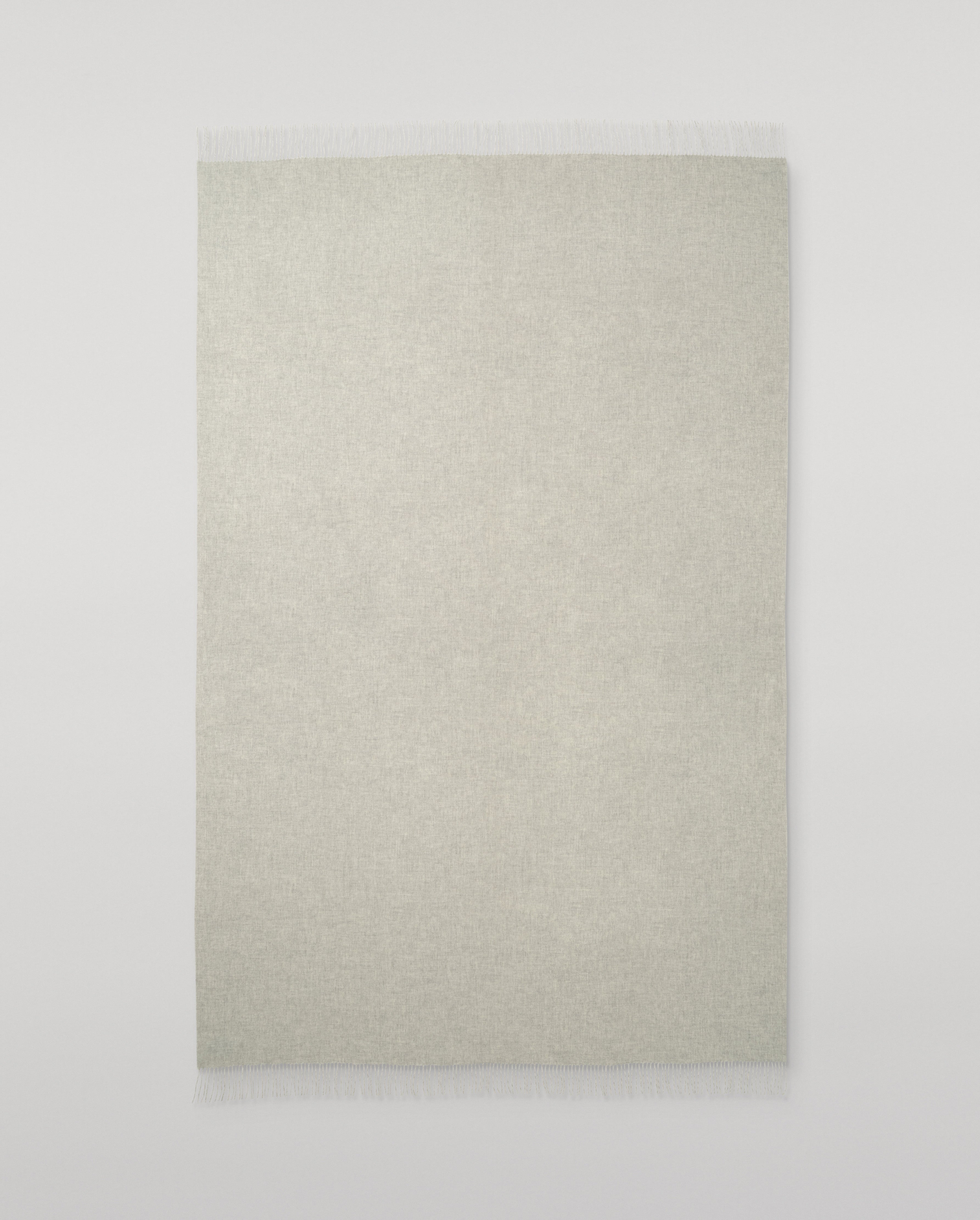 Reversible Light Grey & White Cashmere Bed Throw