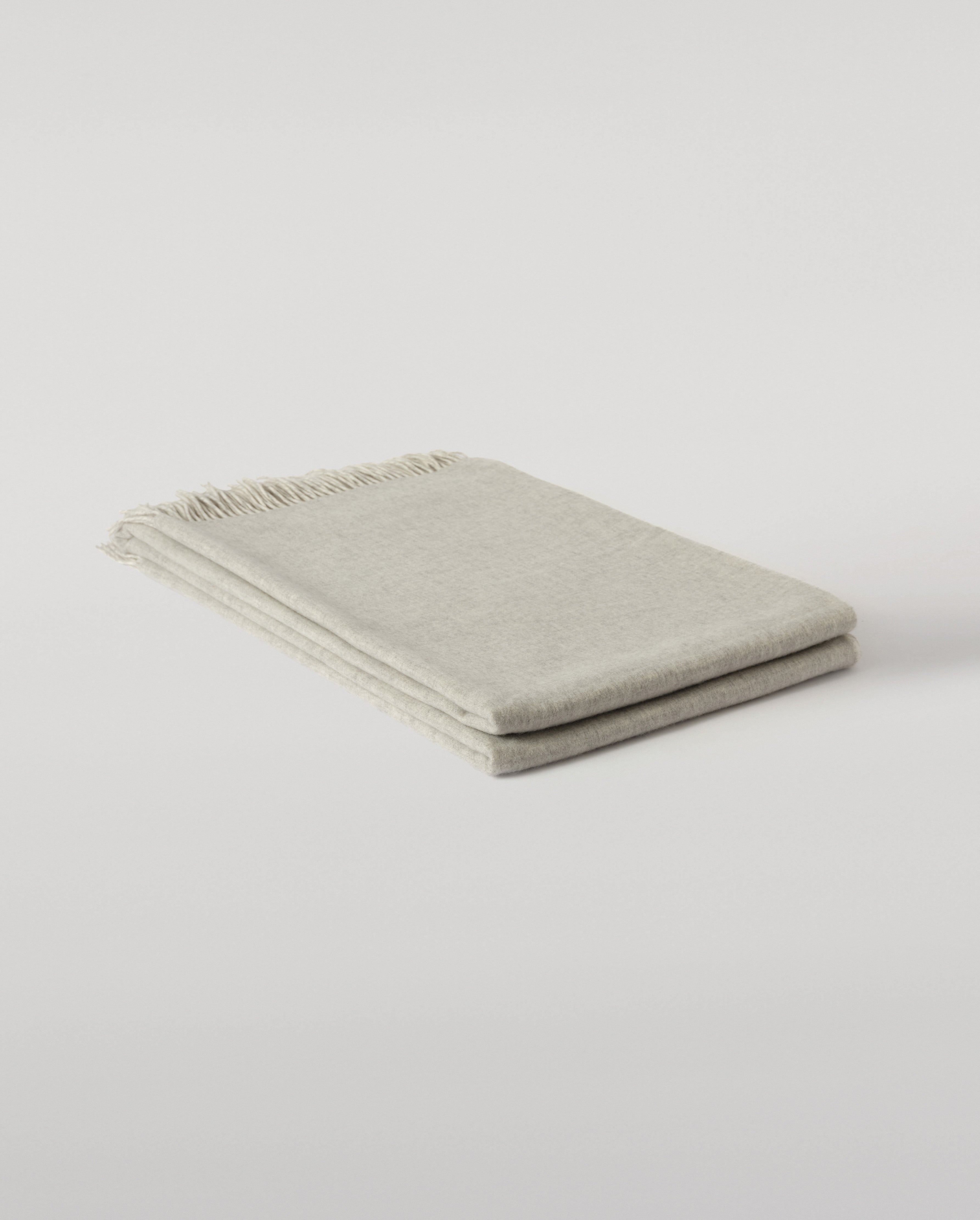 Reversible Light Grey & White Cashmere Bed Throw