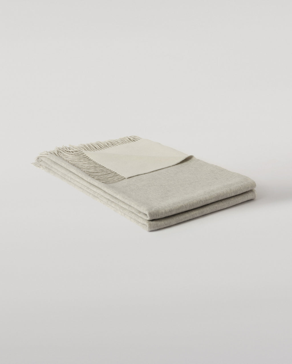 Reversible Light Grey & White Cashmere Bed Throw