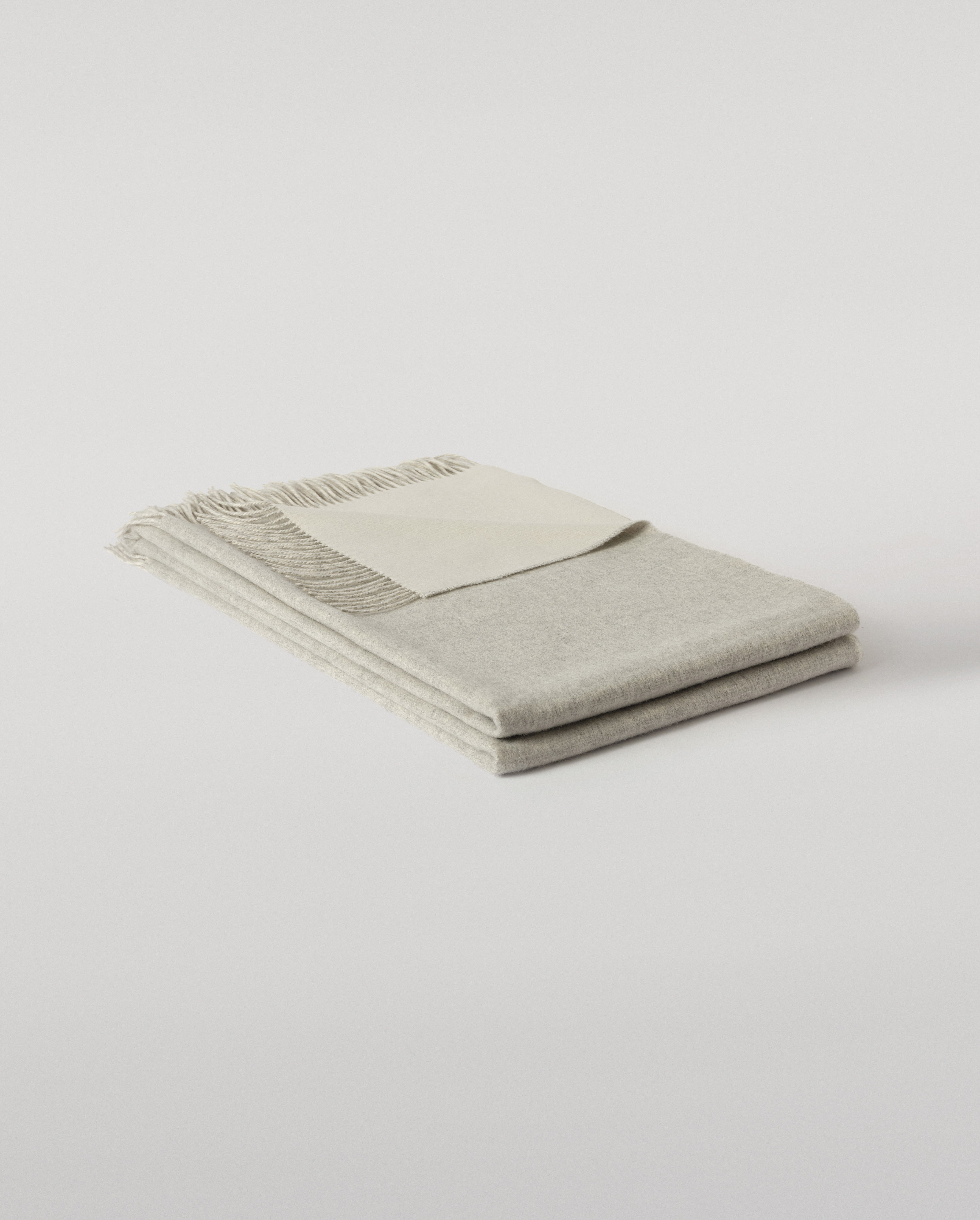 Reversible Light Grey & White Cashmere Bed Throw