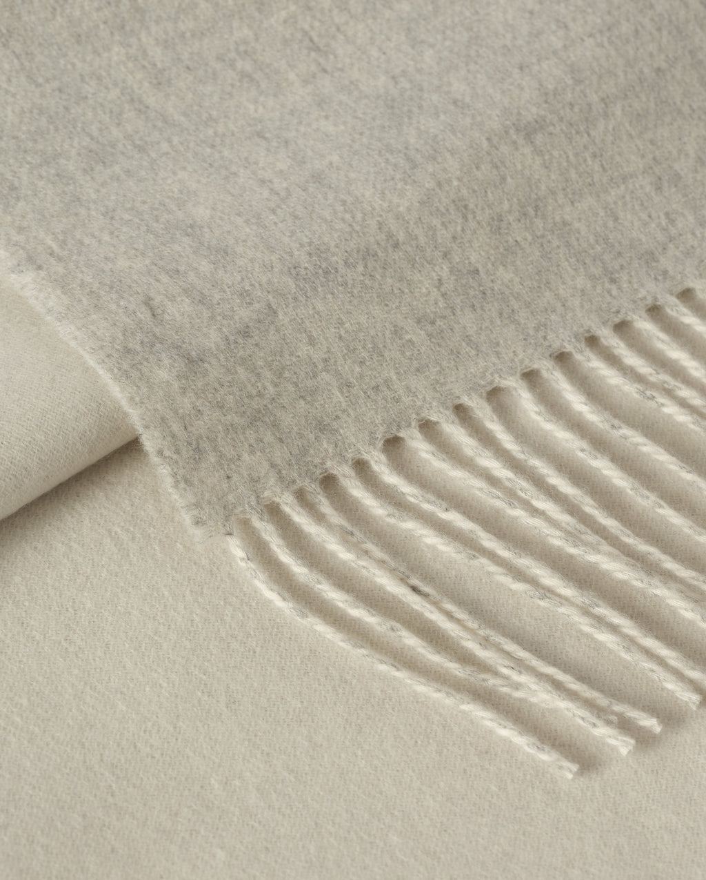Reversible Light Grey & White Cashmere Bed Throw