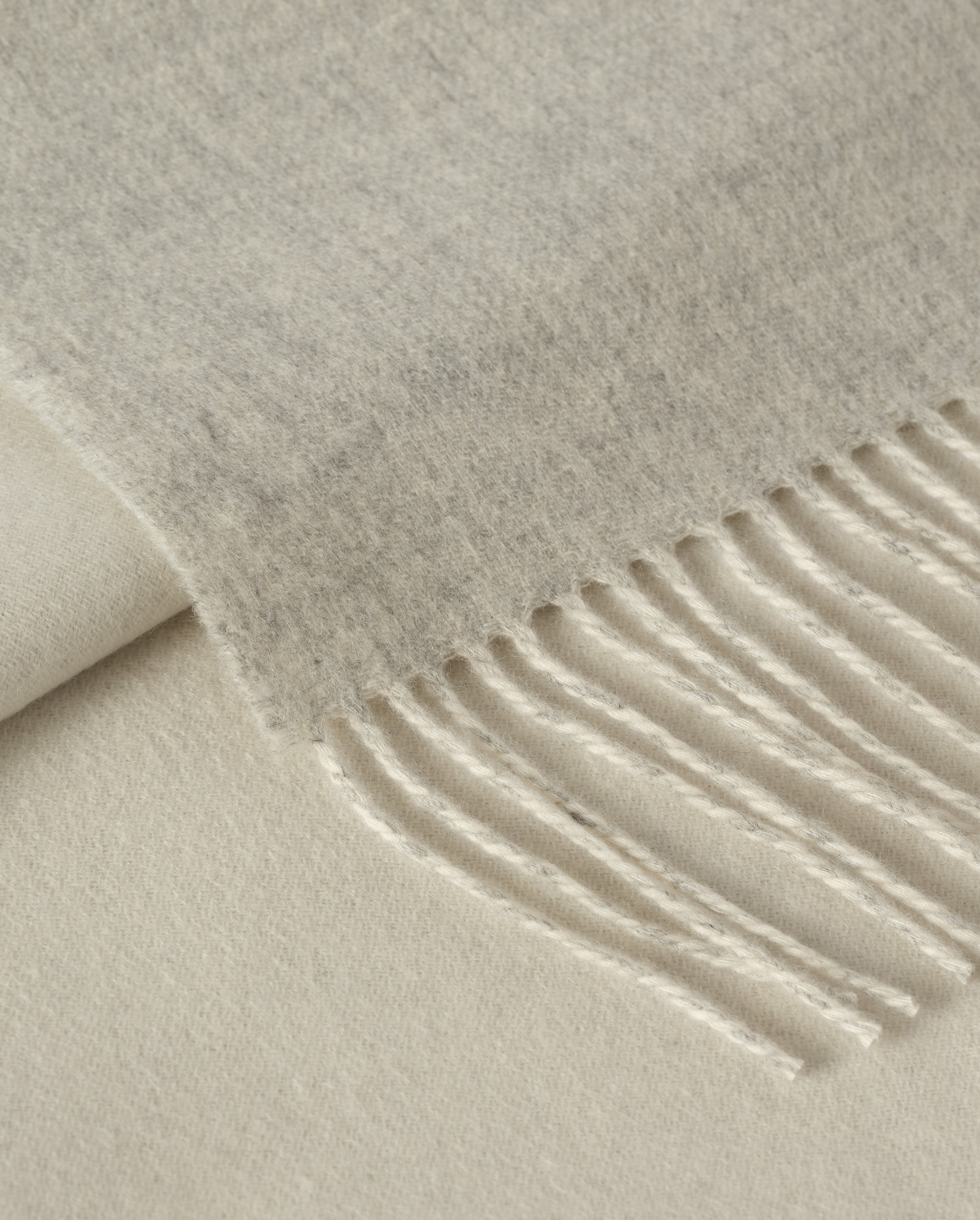 Reversible Light Grey & White Cashmere Bed Throw