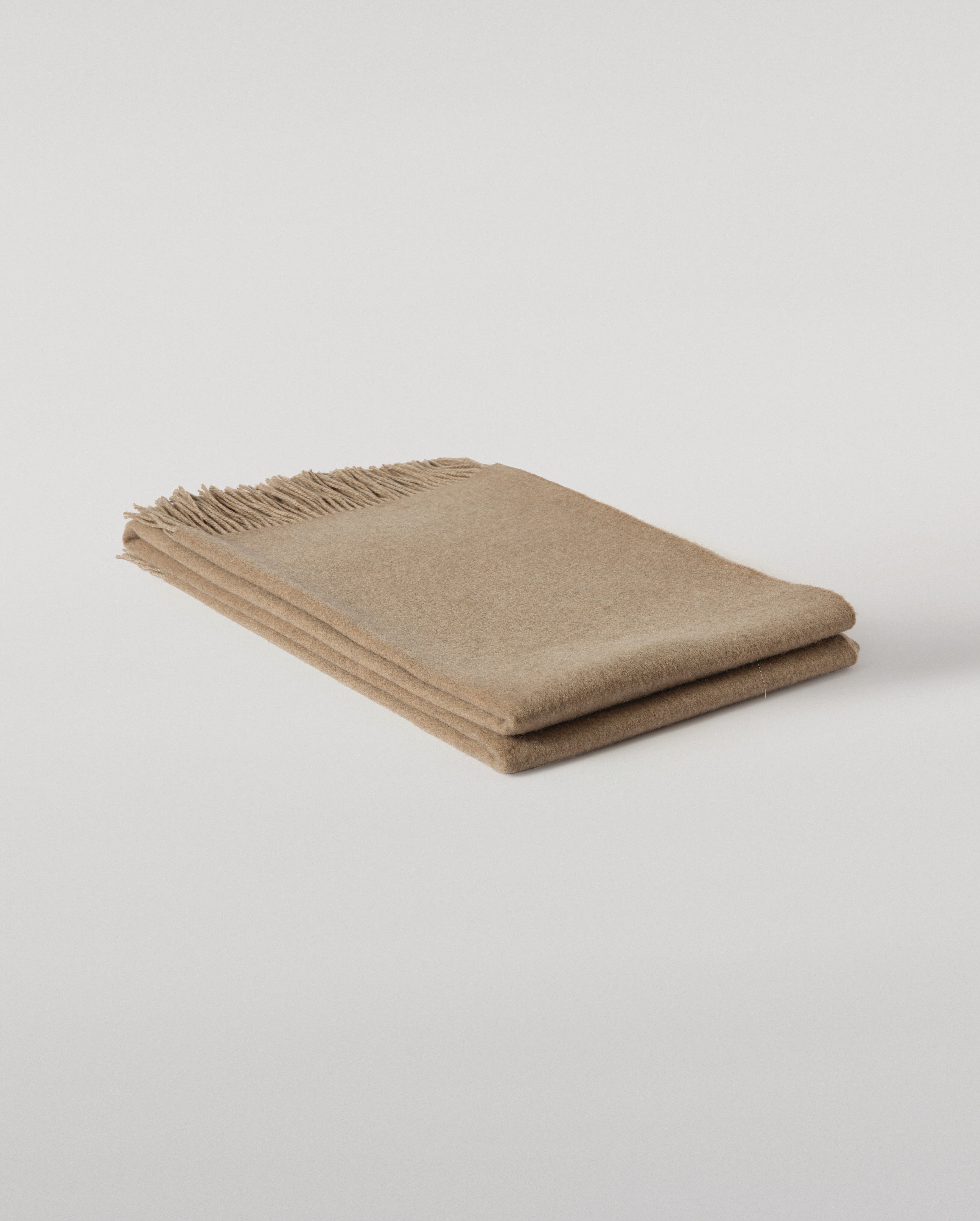 Reversible Brown & Natural Cashmere Bed Throw