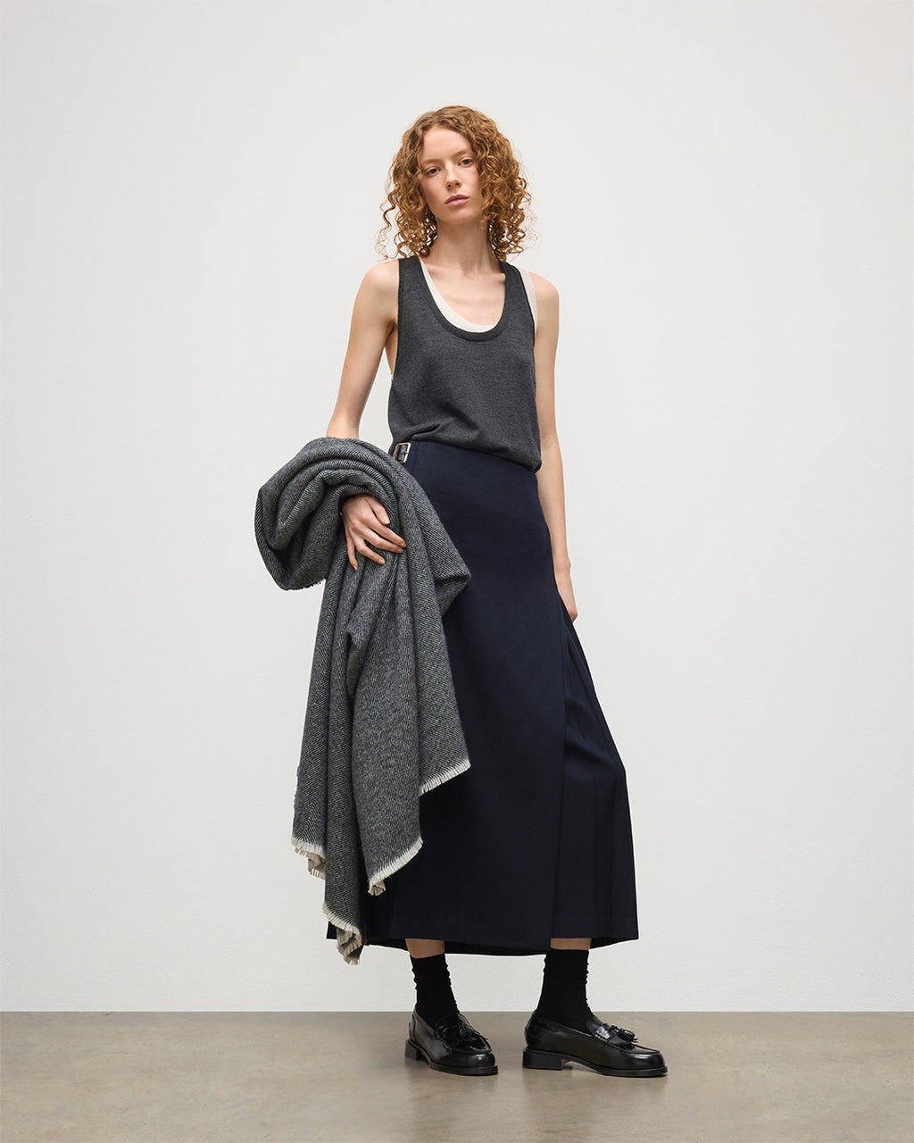 Mountain Twill Black & White Cashmere Throw