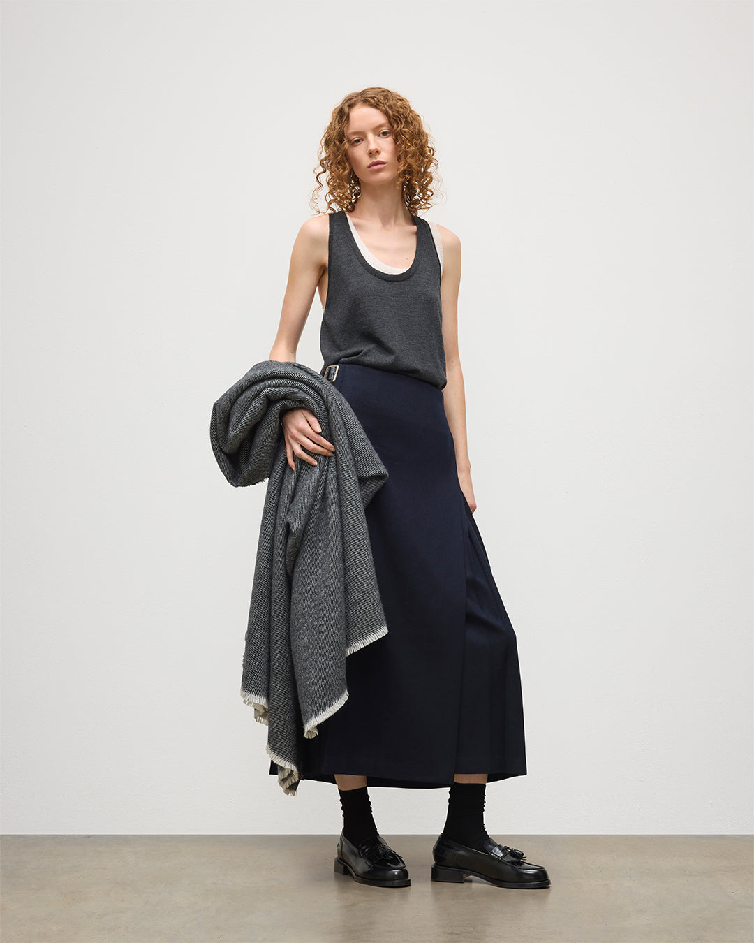 Mountain Twill Black & White Cashmere Throw