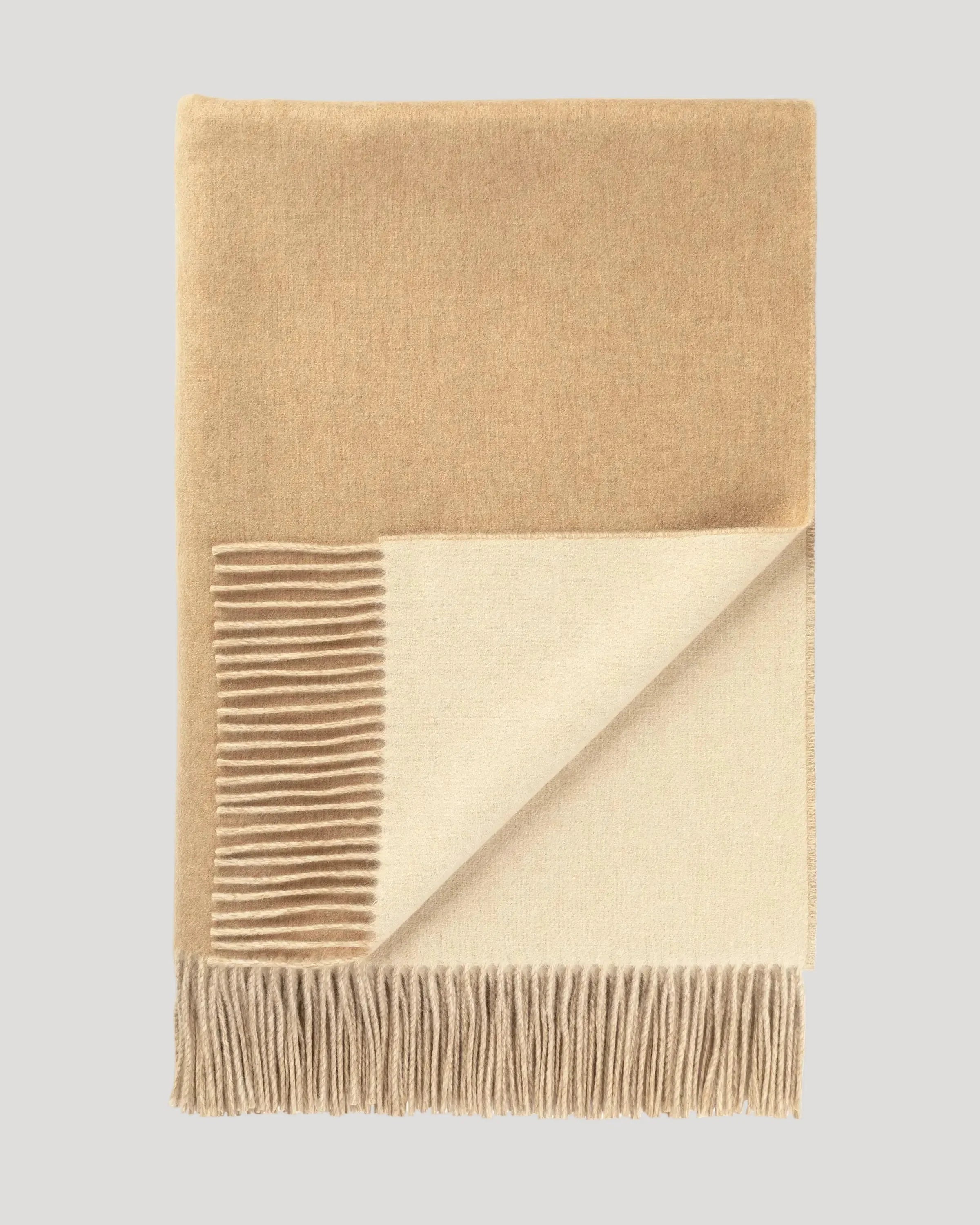 Reversible Natural & White Cashmere Throw