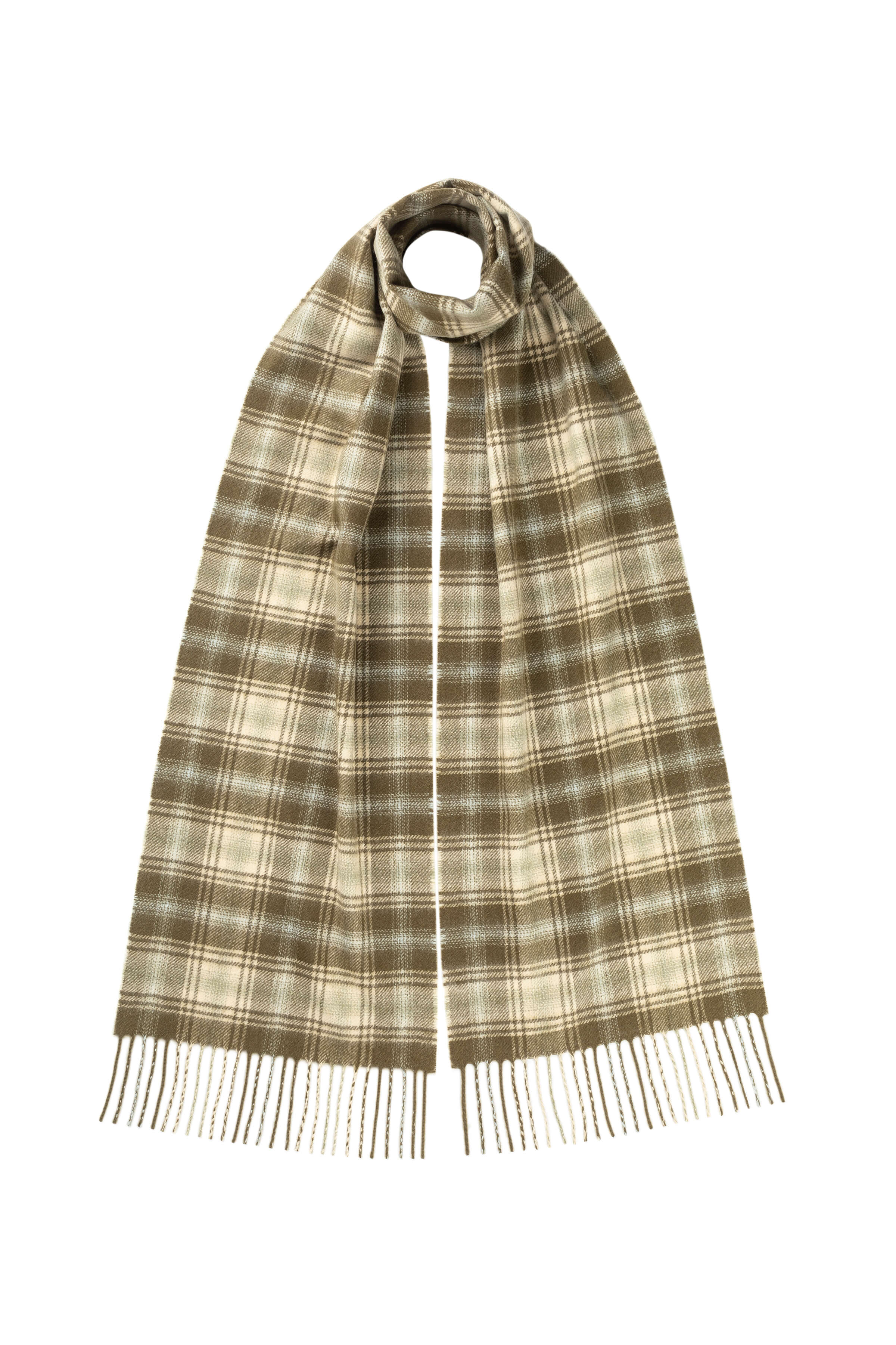Tweed Olive Green Cashmere Scarf