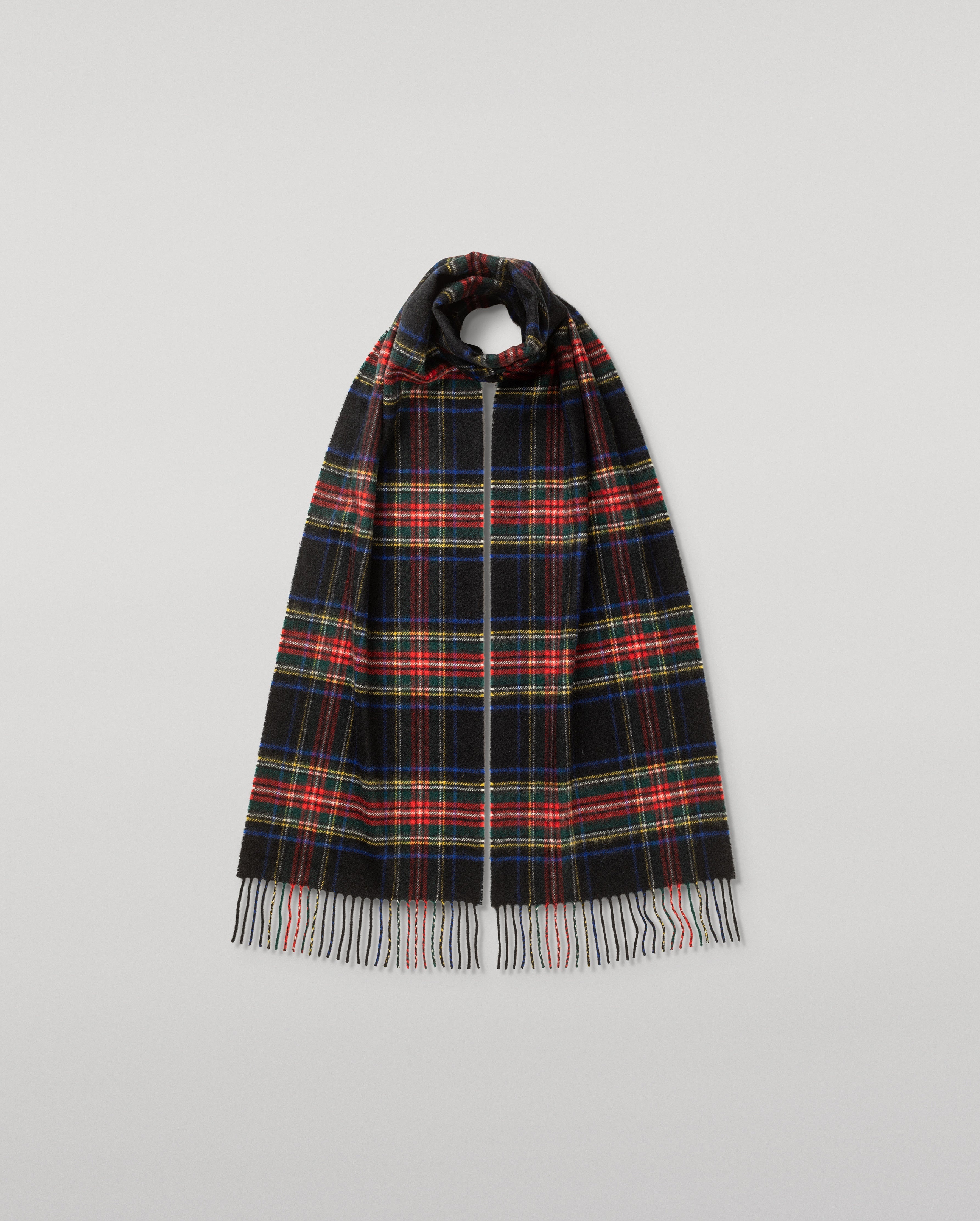 Black Stewart Tartan Cashmere Scarf