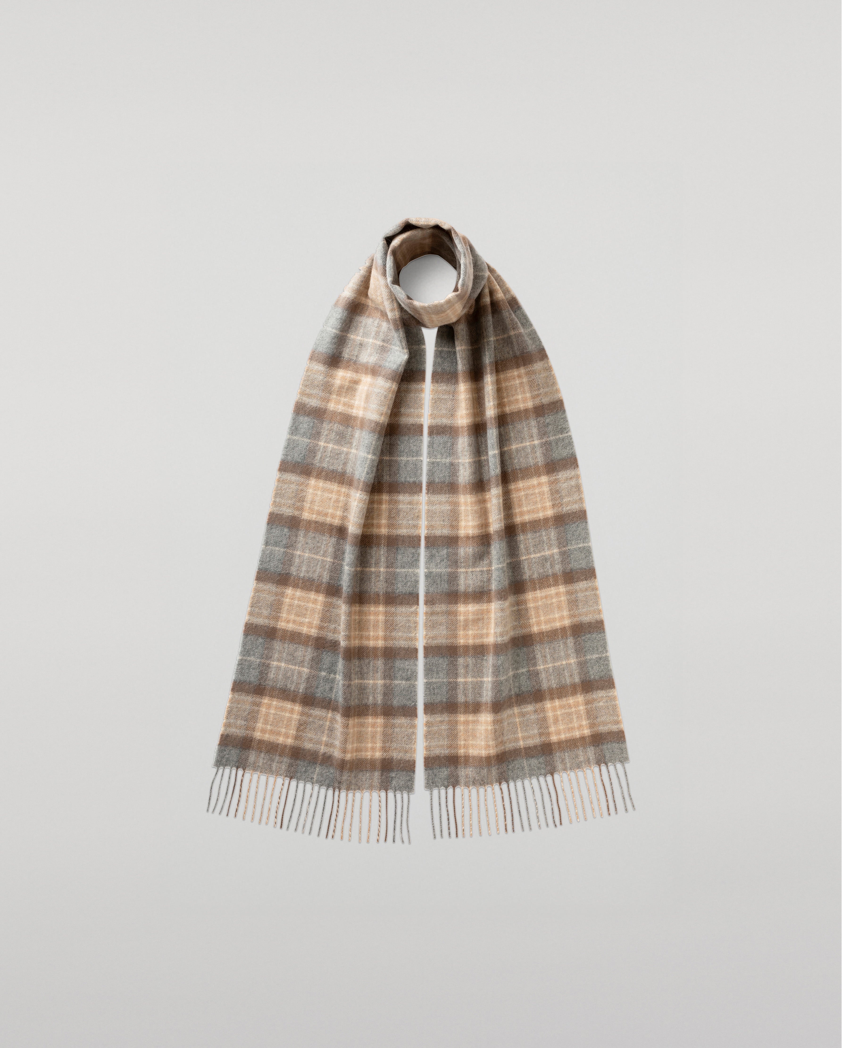 Natural MacKellar Tartan Cashmere Scarf
