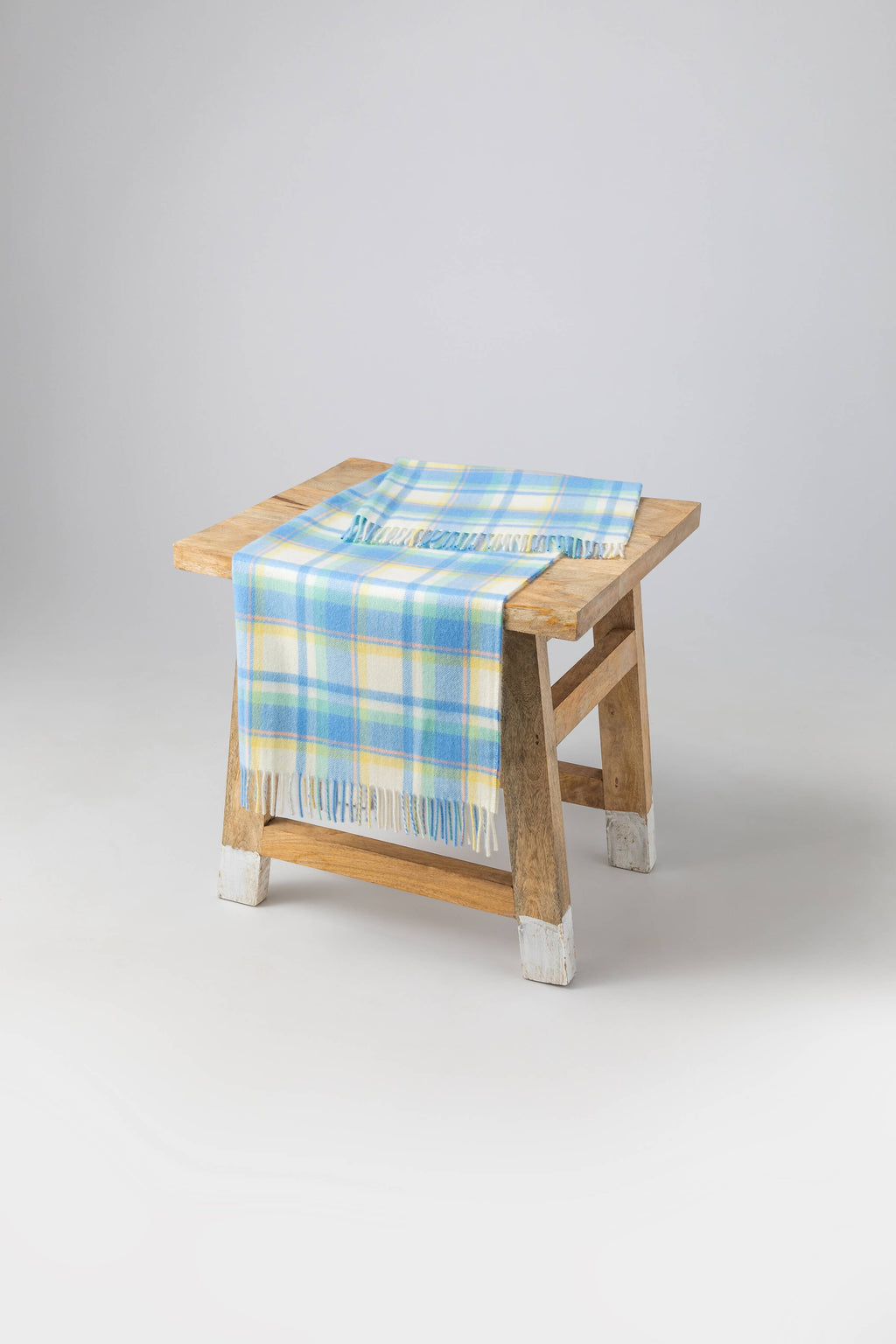 Cashmere Baby Blanket in Blue Check