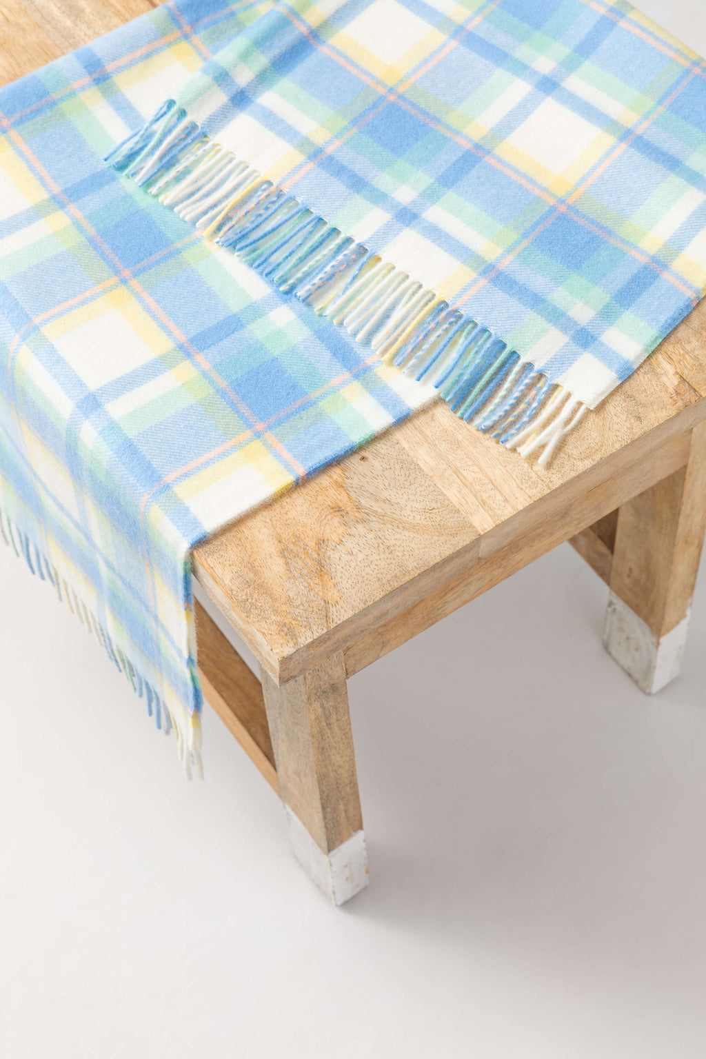 Cashmere Baby Blanket in Blue Check