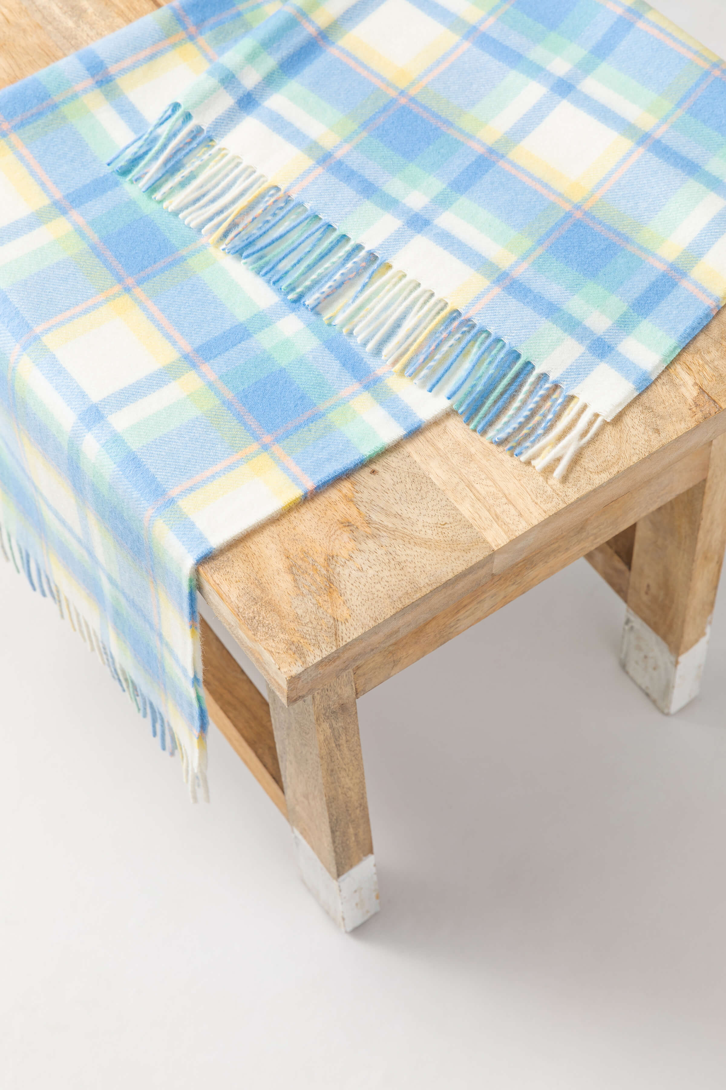 Cashmere Baby Blanket in Blue Check