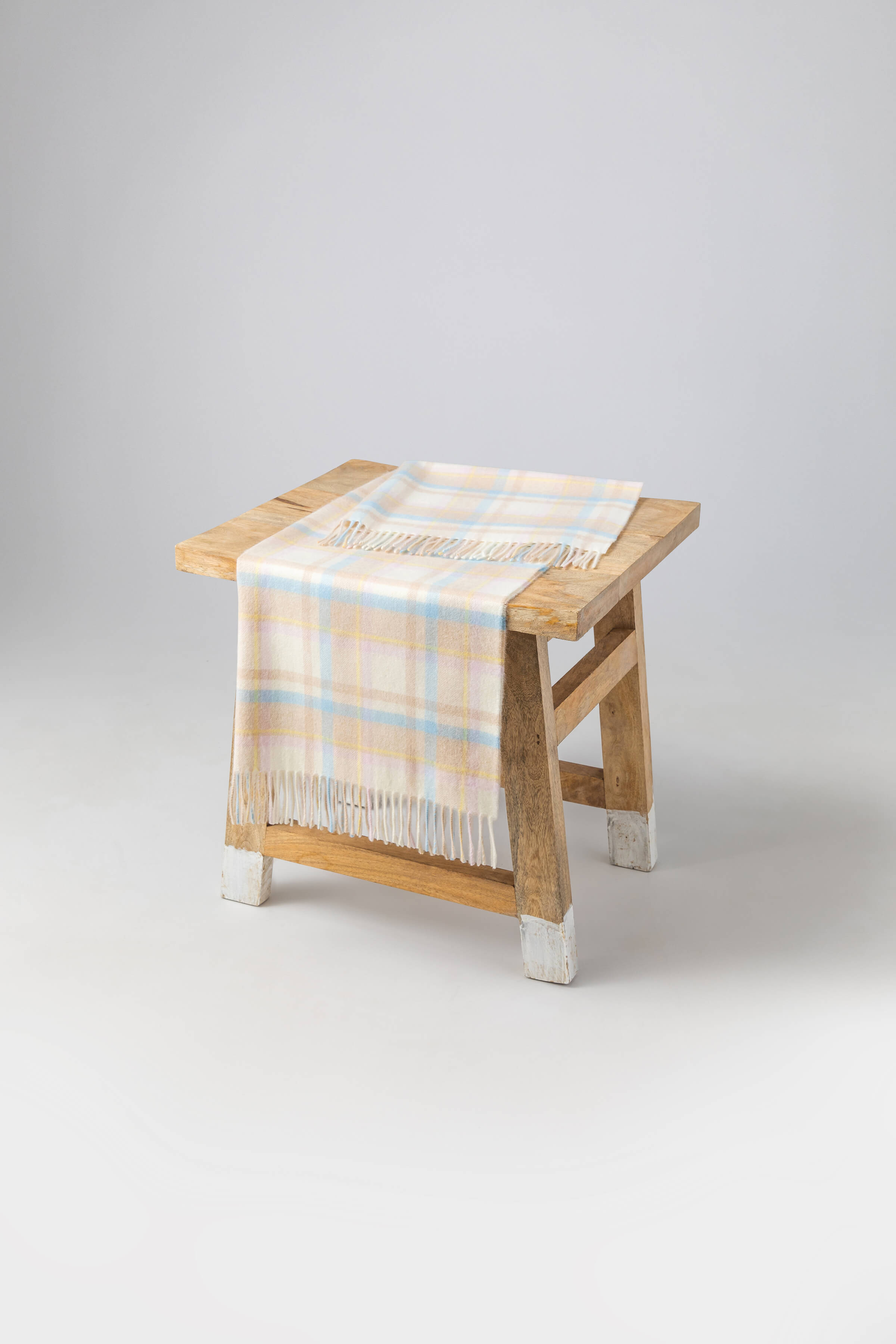 Cashmere Baby Blanket in Natural Check