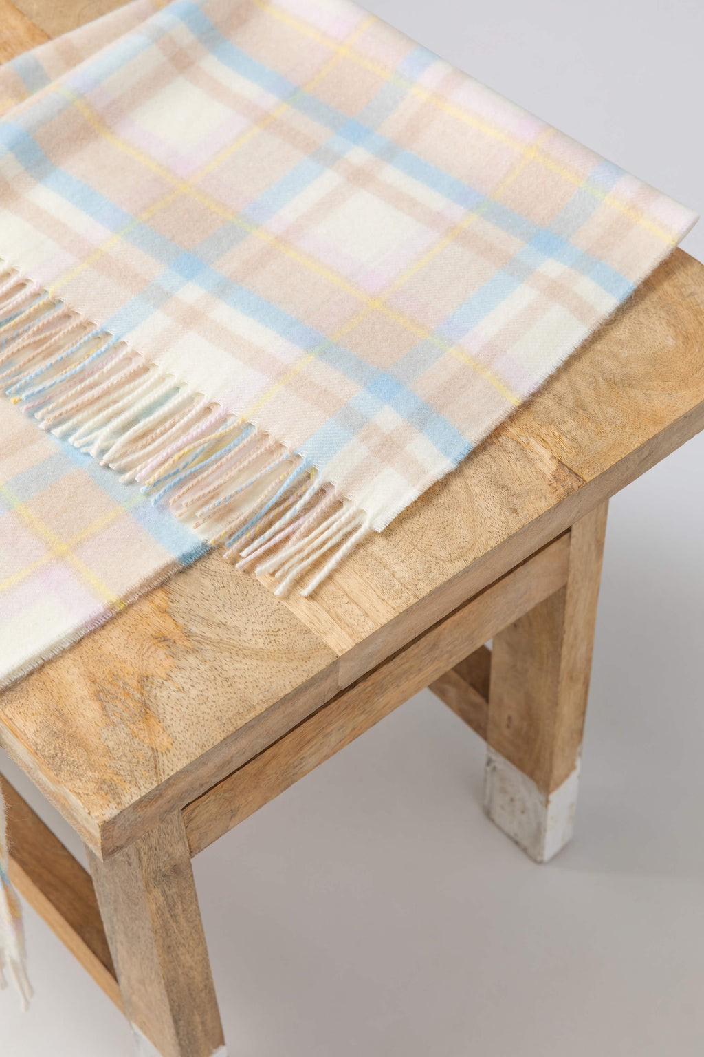 Cashmere Baby Blanket in Natural Check
