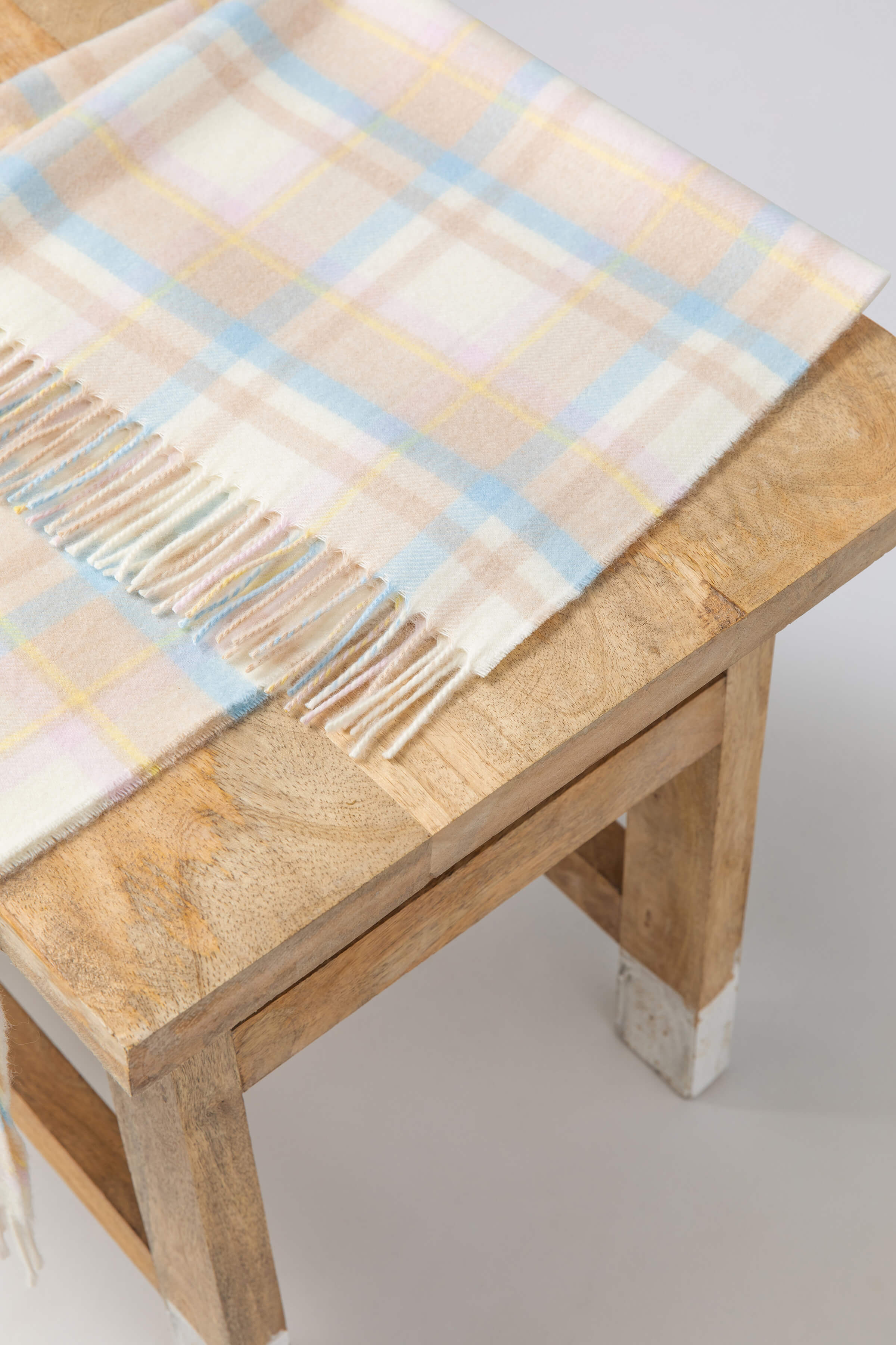 Cashmere Baby Blanket in Natural Check