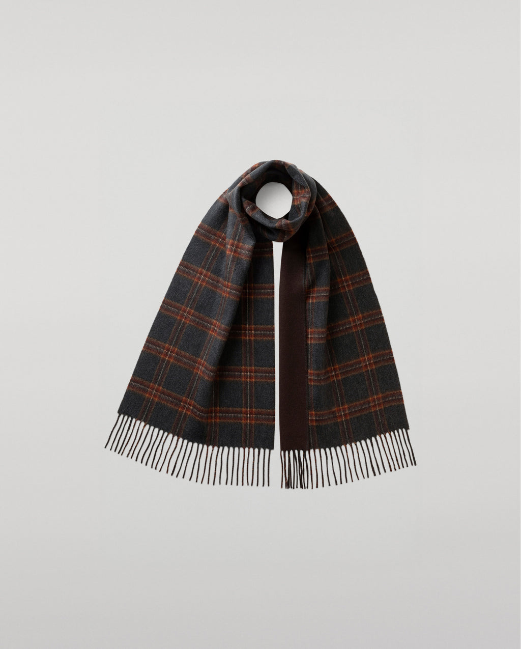 Reversible Navy Tartan Cashmere Scarf