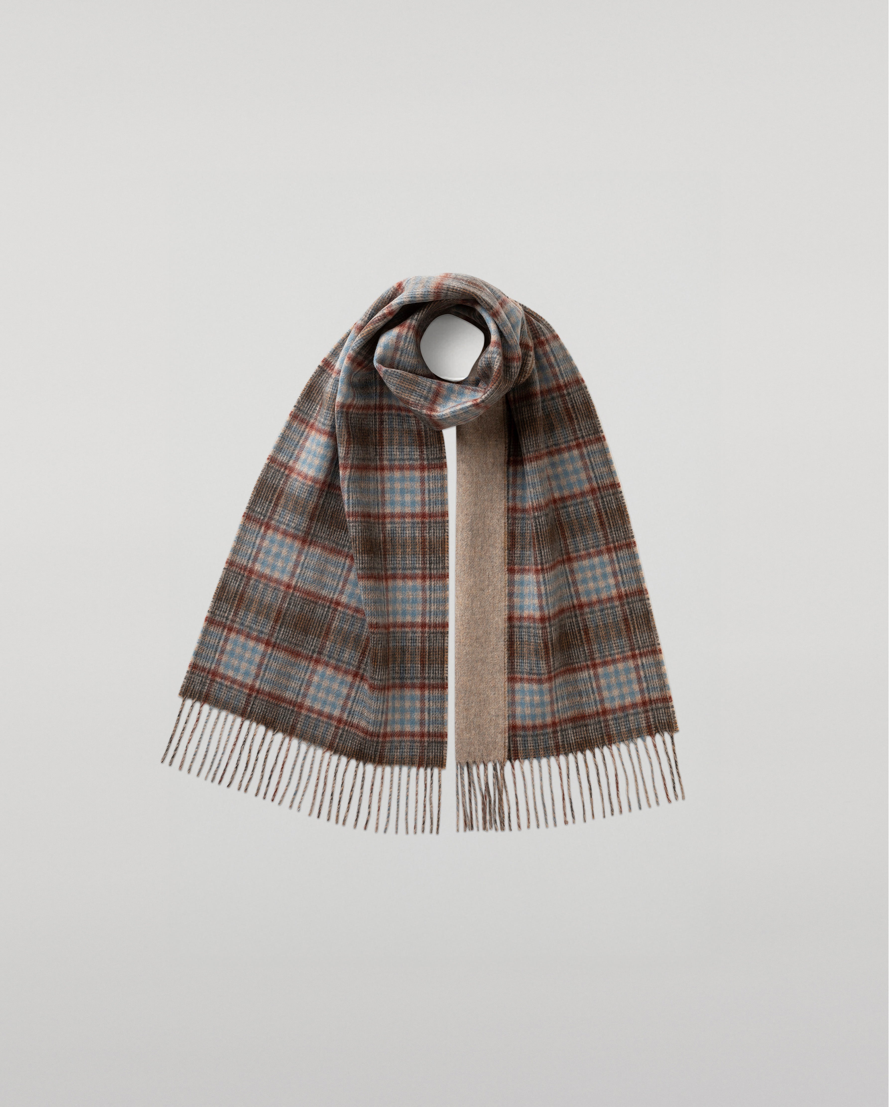 Reversible Grey Check Cashmere Scarf