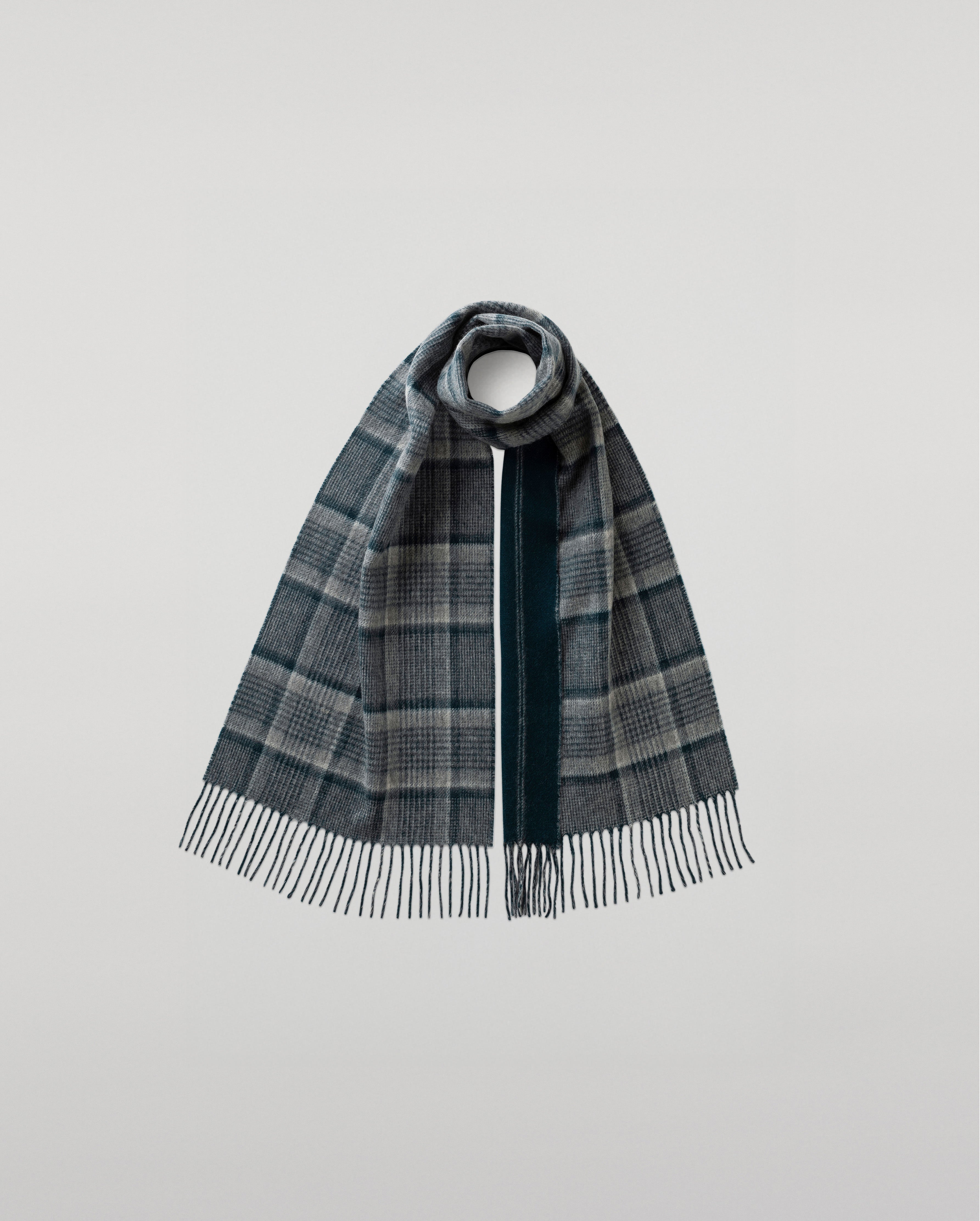 Reversible Grey Pinstripe Cashmere Scarf