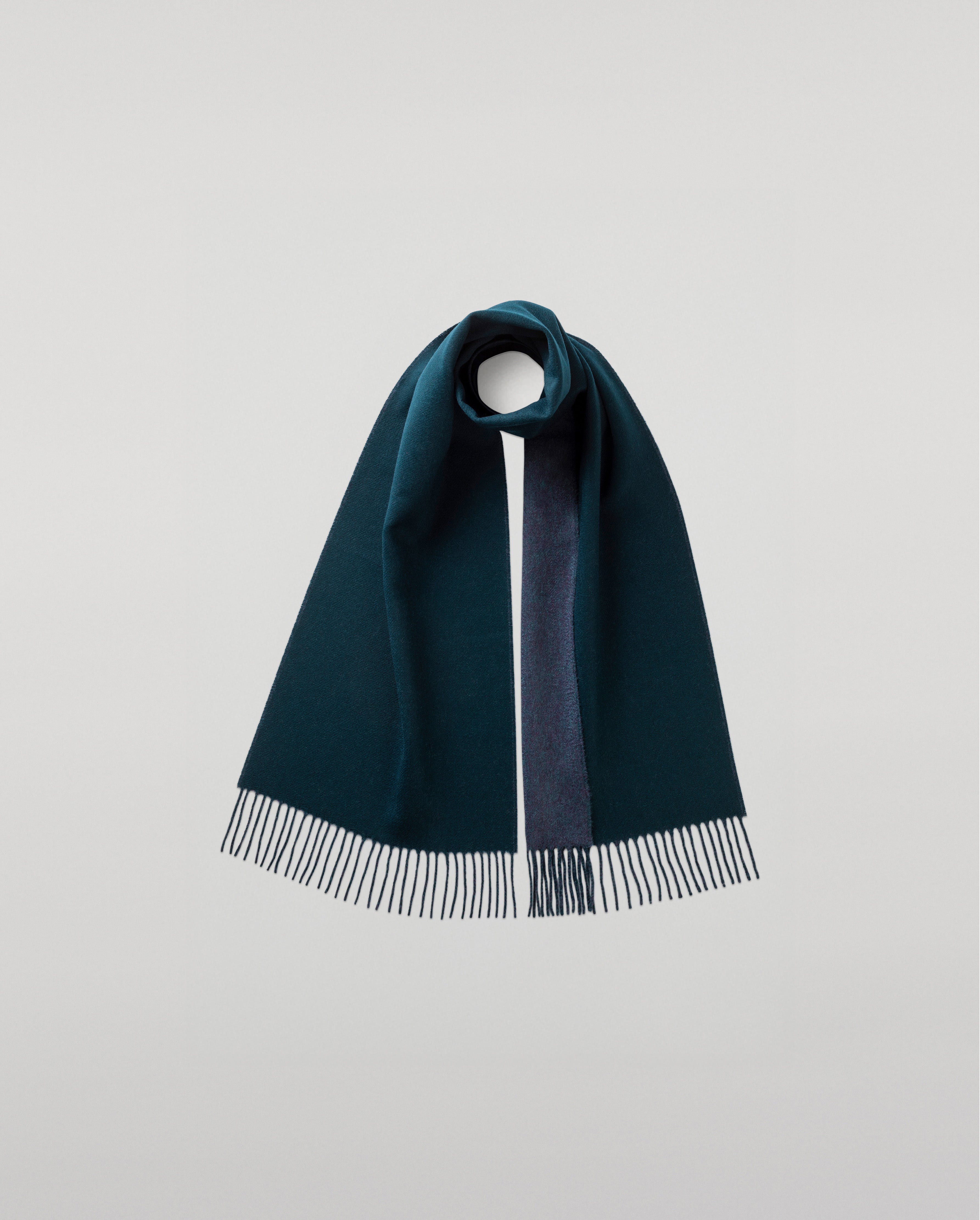 Contrast Reversible Green Cashmere Scarf