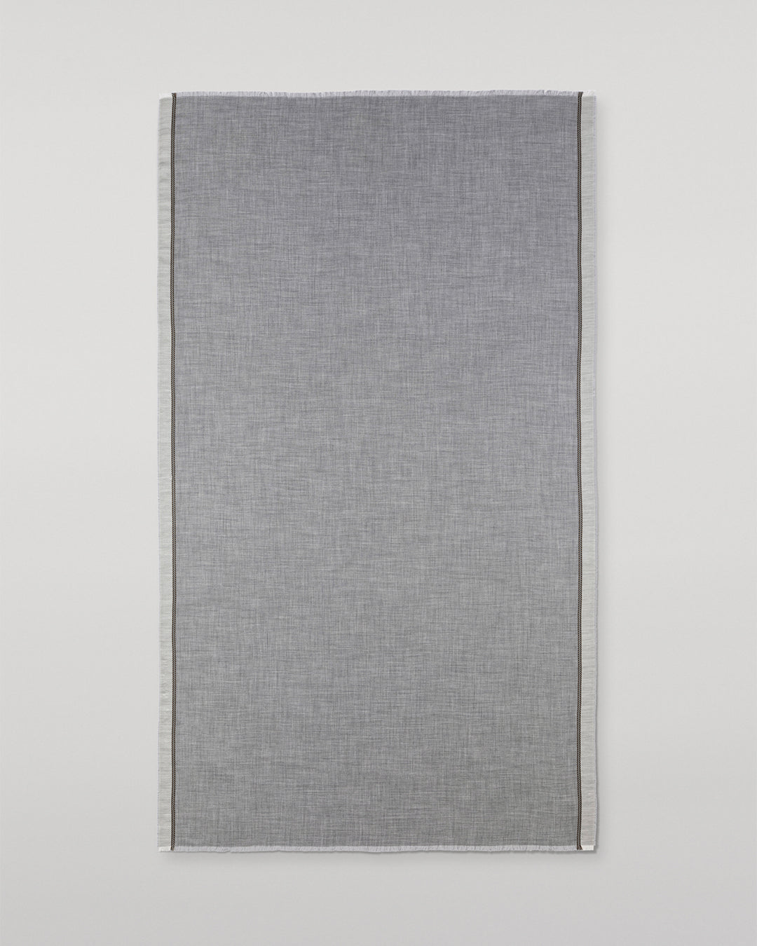 Ives Chevron Border Grey Cashmere Scarf