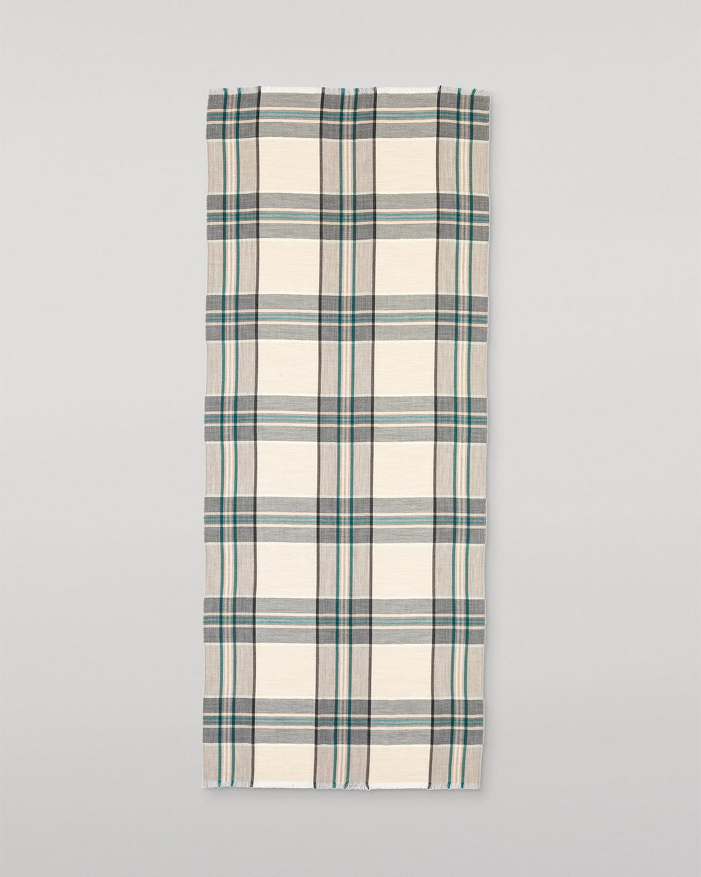 Orton Crammed Tartan Neutral Cashmere Scarf