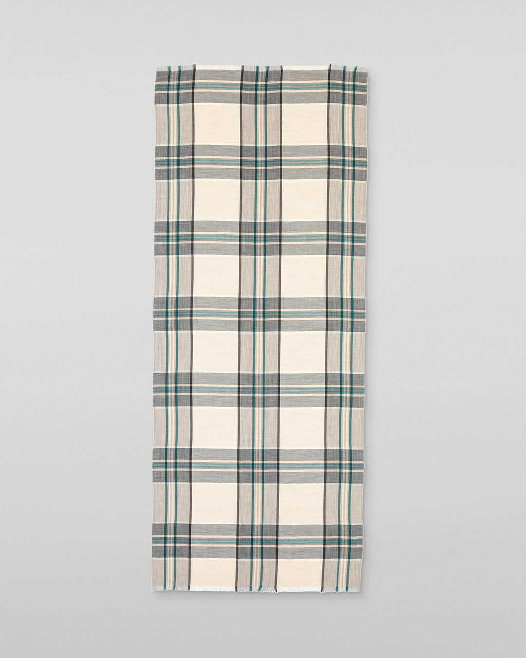 Orton Crammed Tartan Neutral Cashmere Scarf