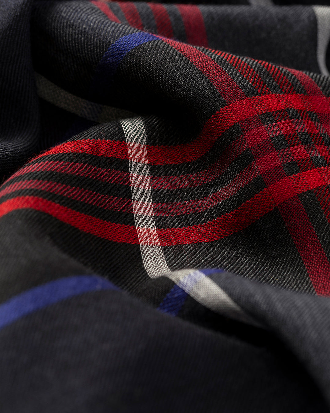 Orton Crammed Tartan Navy Cashmere Scarf