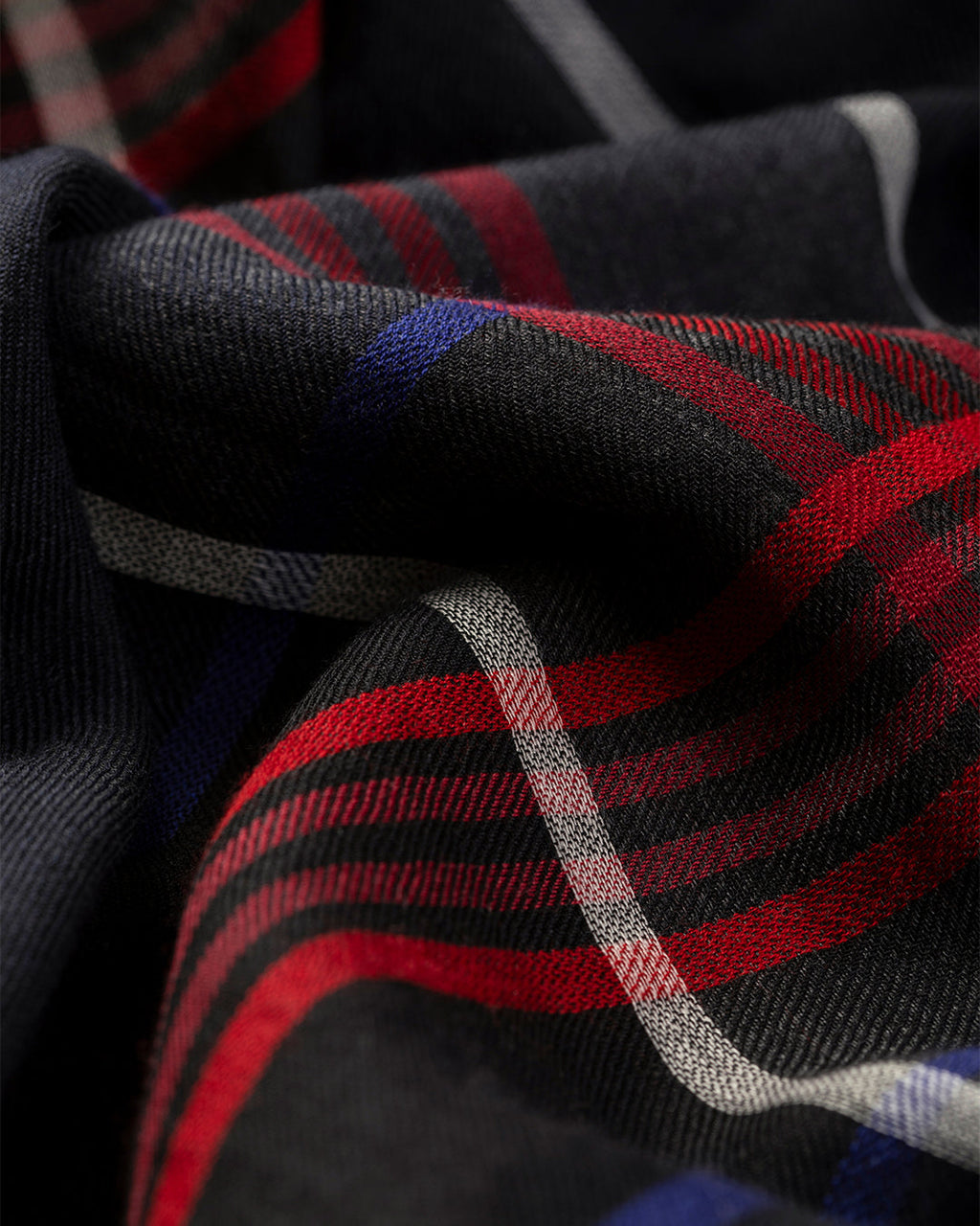 Orton Crammed Tartan Navy Cashmere Scarf