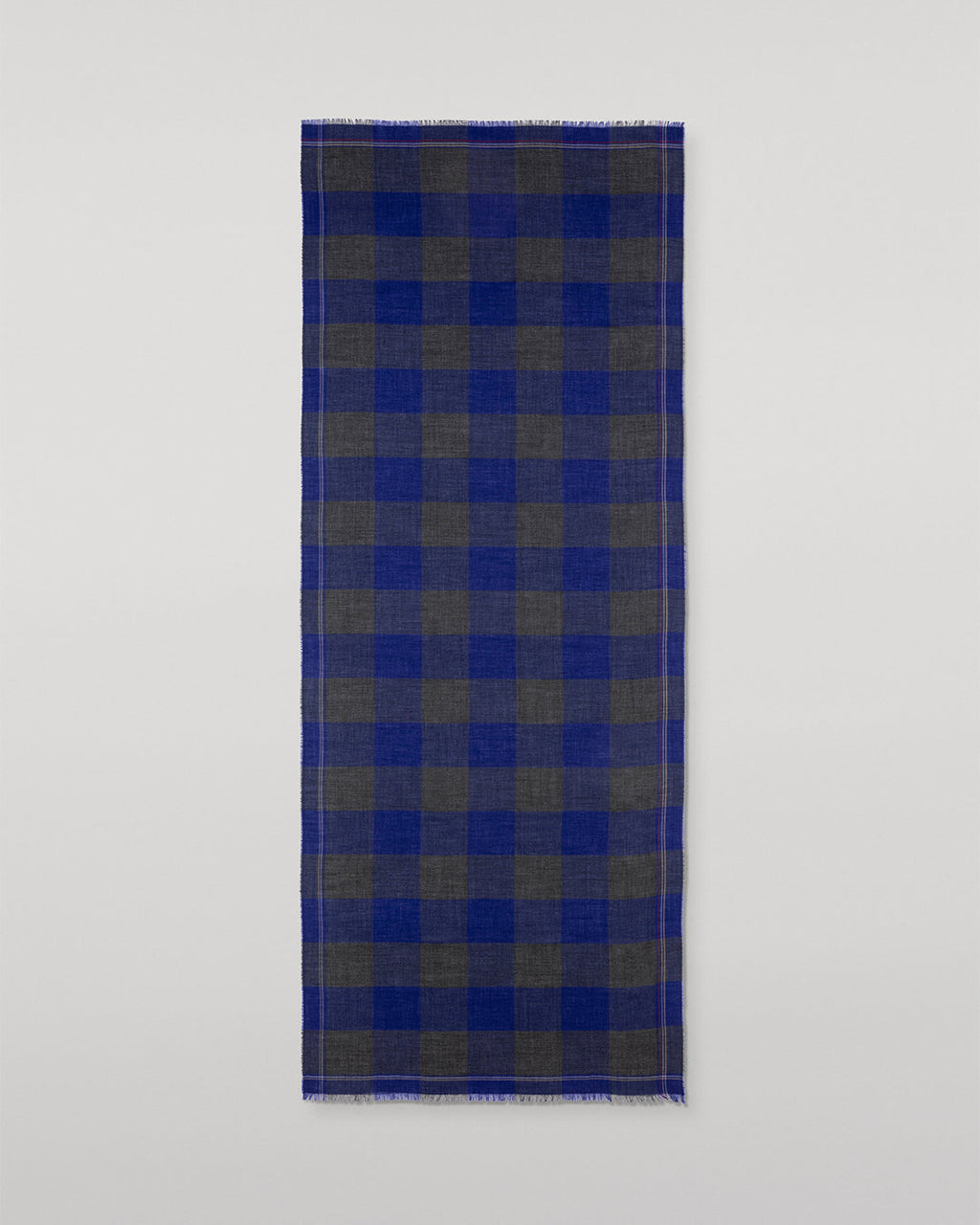 Carnbee Large Gingham Navy Cashmere Scarf