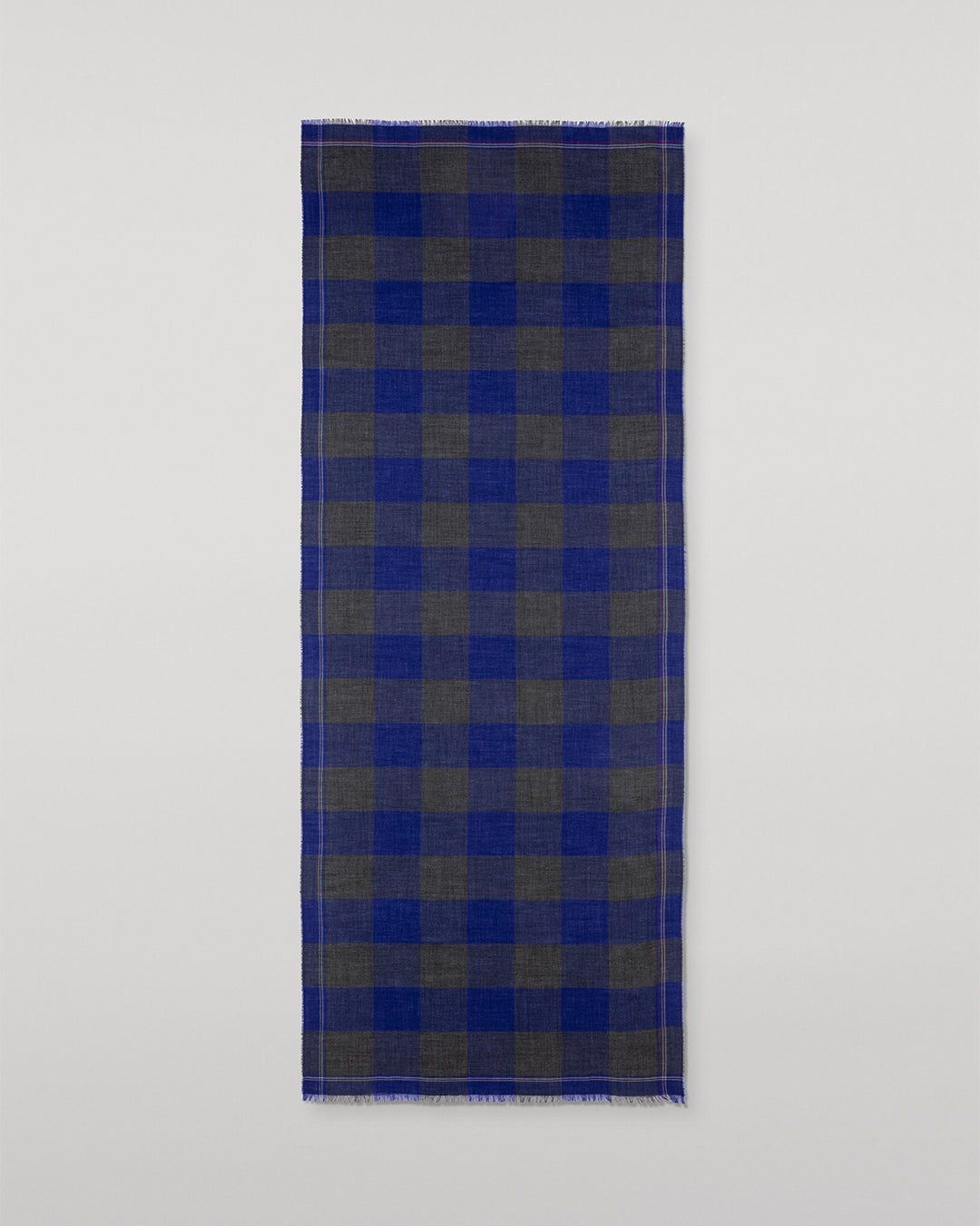 Carnbee Large Gingham Navy Cashmere Scarf