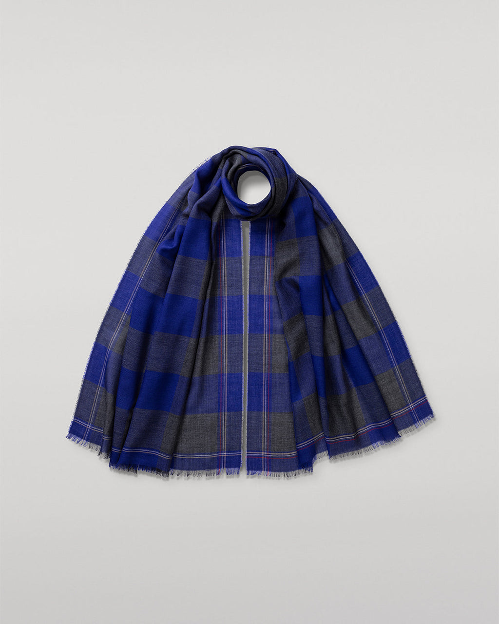 Carnbee Large Gingham Navy Cashmere Scarf