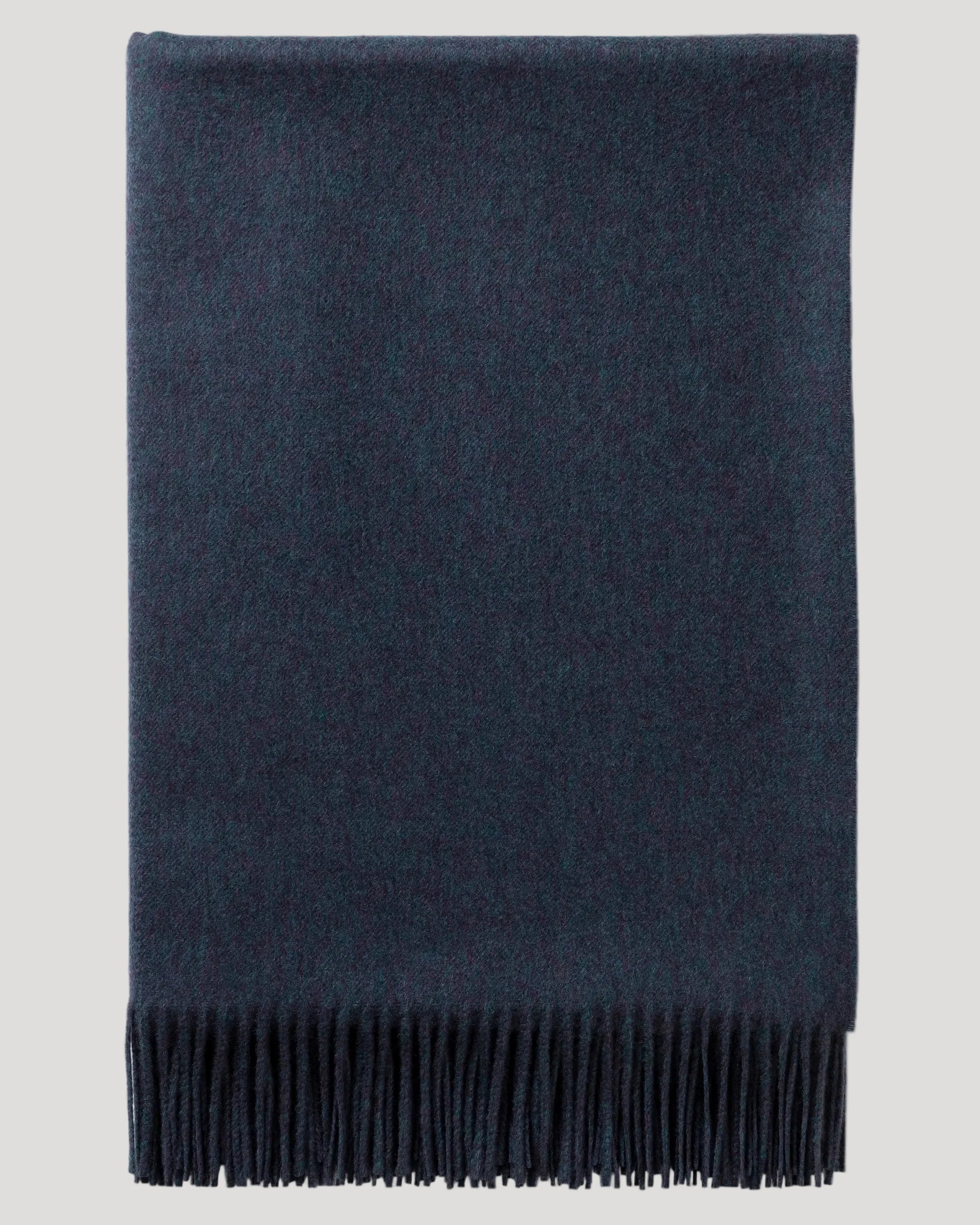 Plain Cashmere Throw in Heather Navy
