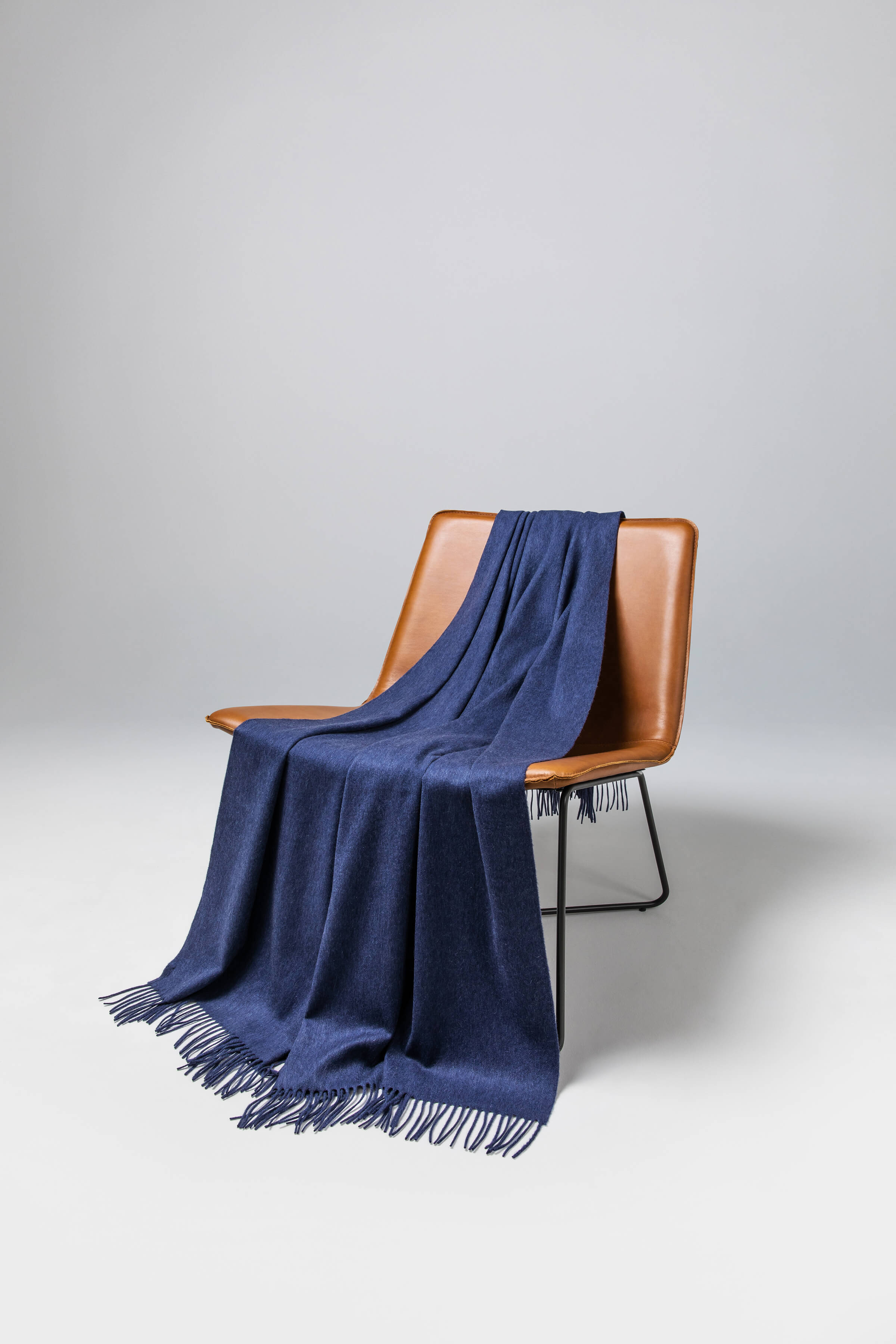 Plain Cashmere Throw in Dark Denim