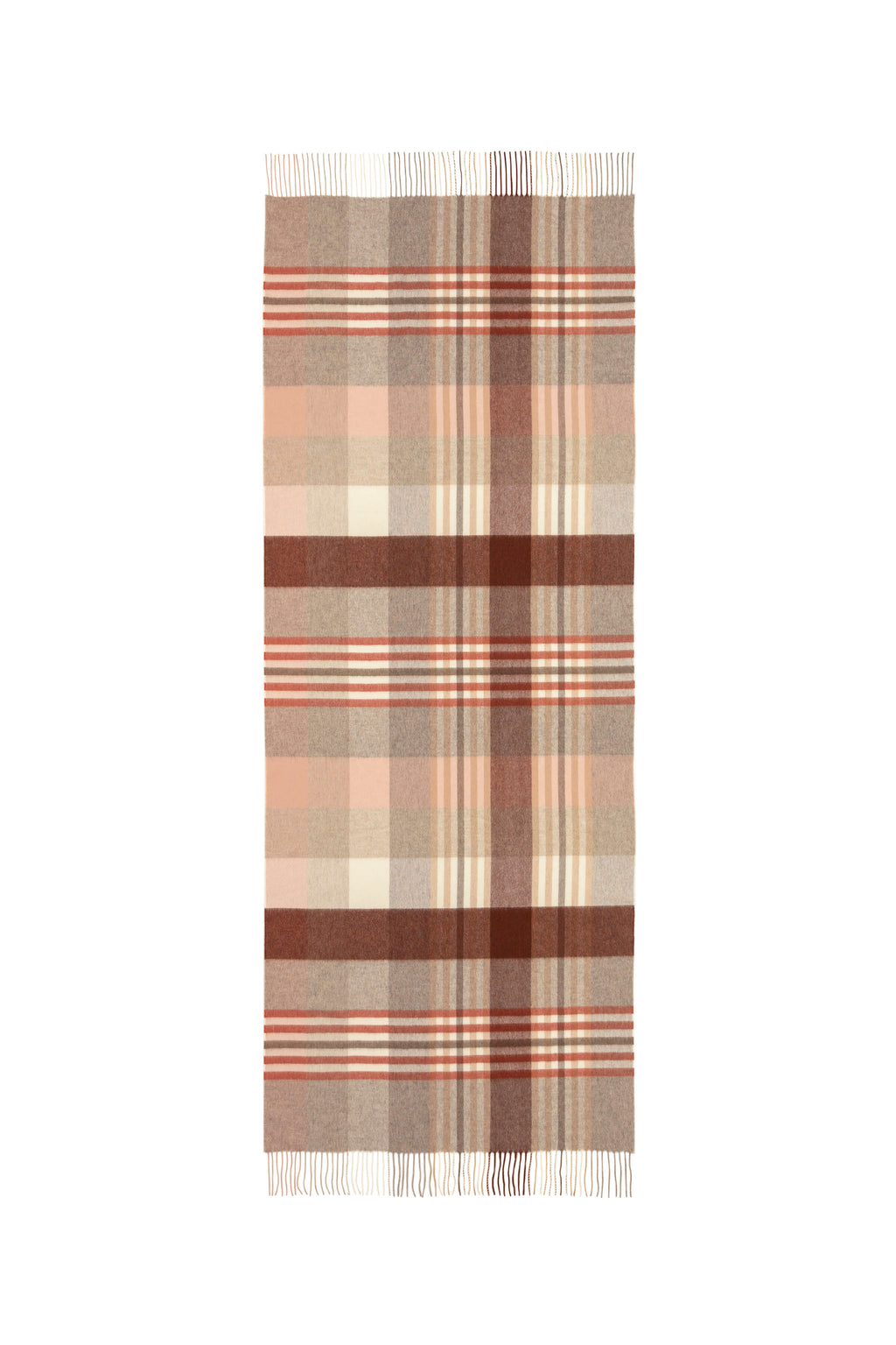 Natural & Red Check Cashmere Stole