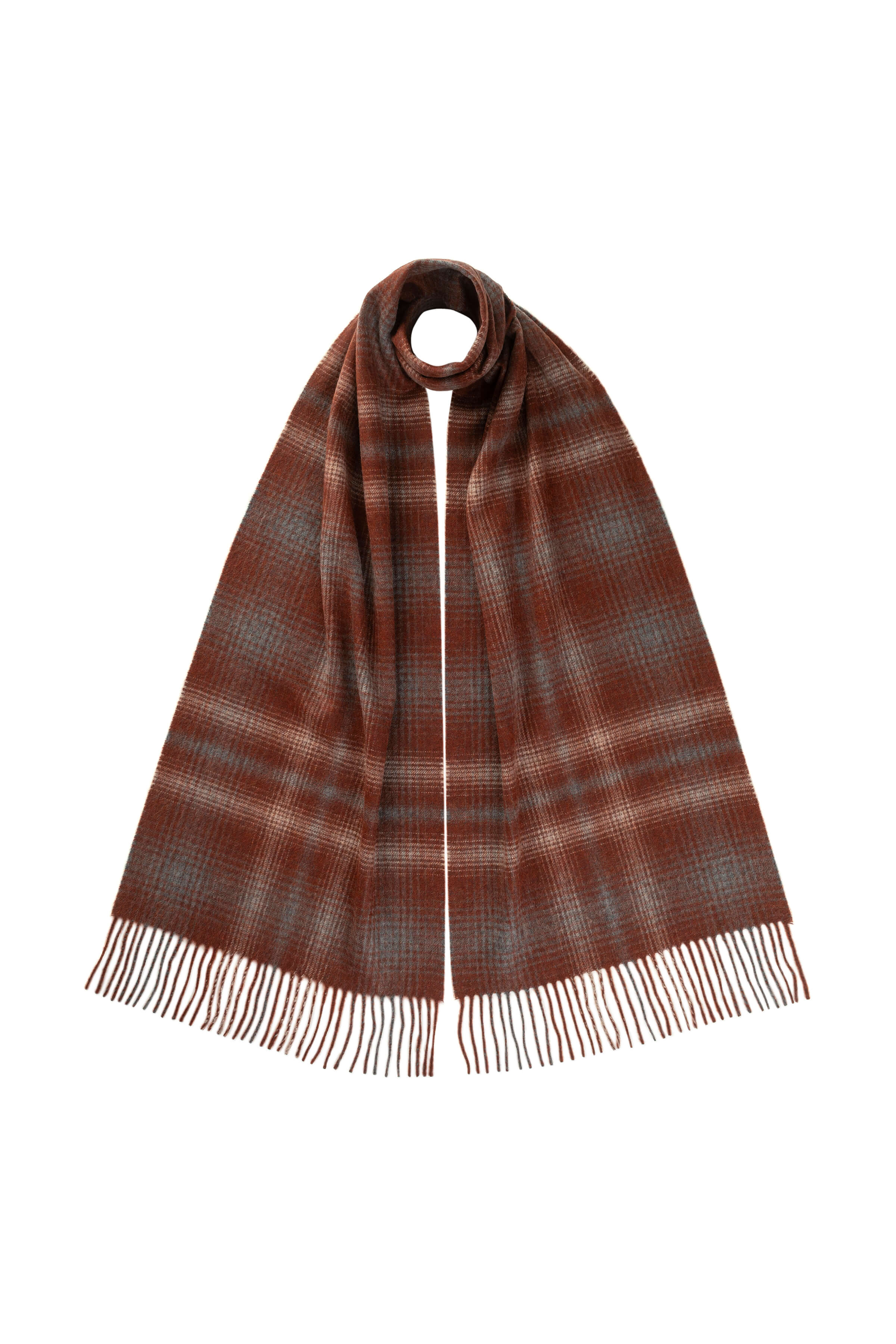 Red Check Wide Cashmere Scarf