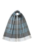 Grid Check Blue Cashmere Scarf