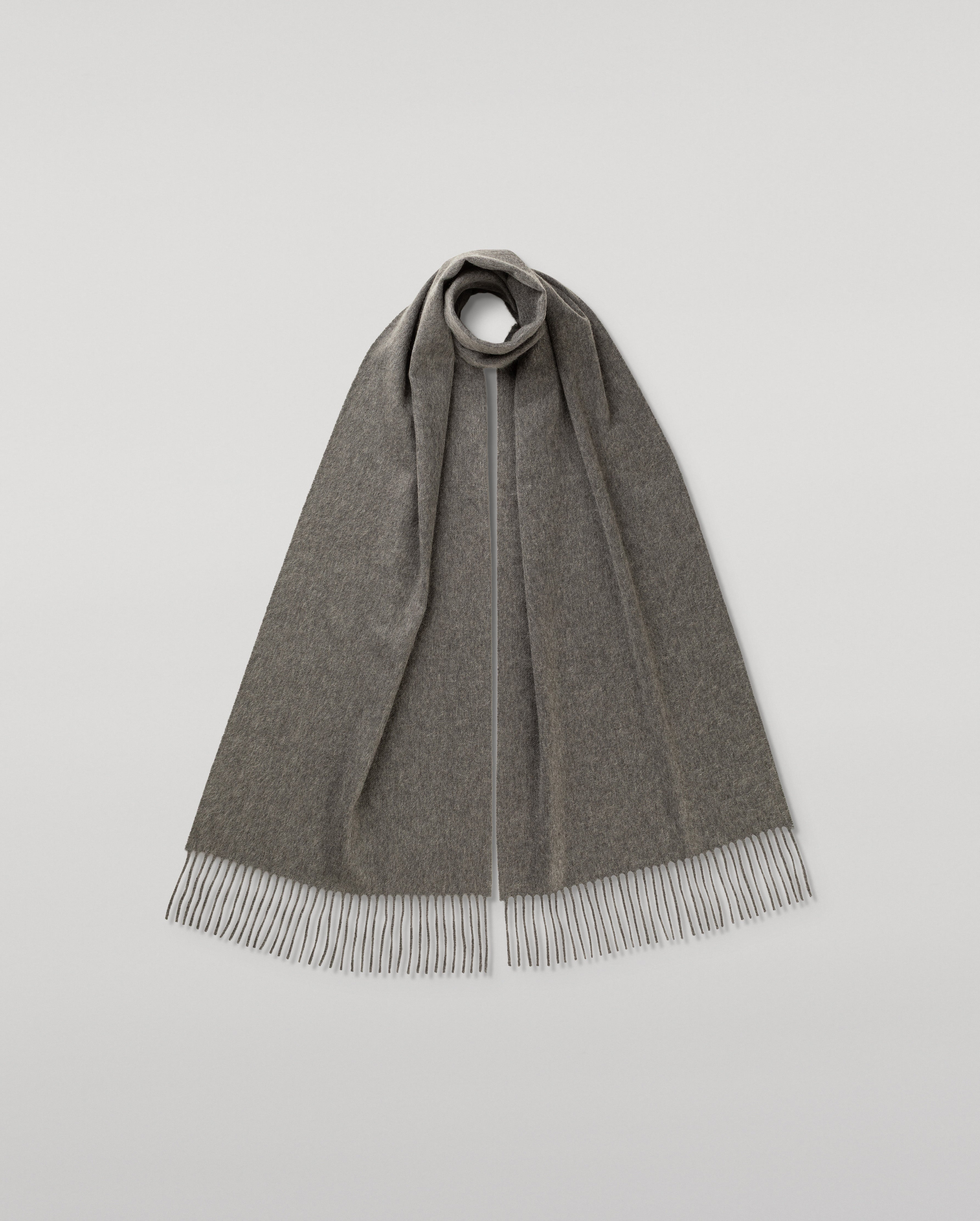 Wide Mid Grey Cashmere Scarf