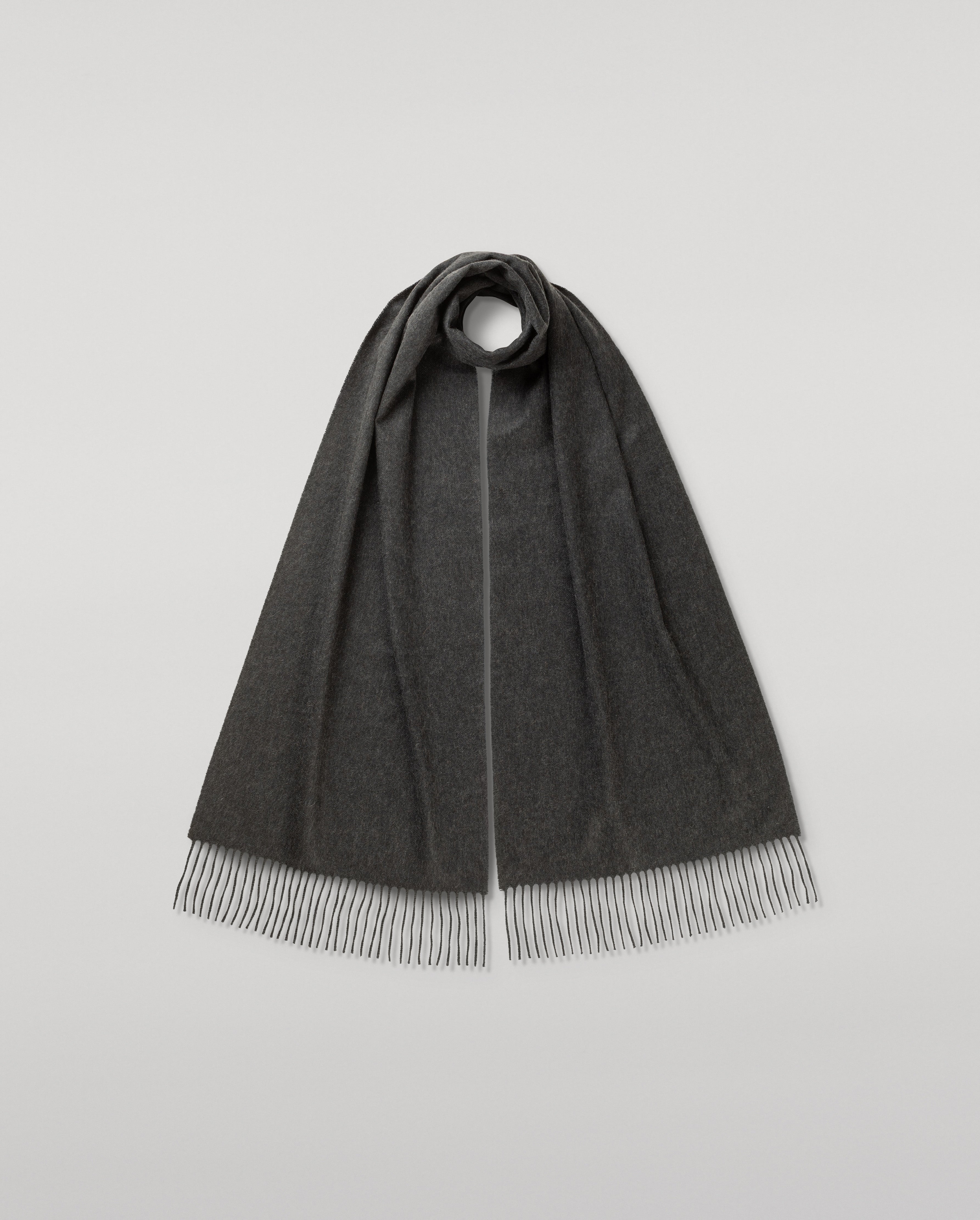 Wide Charcoal Cashmere Scarf