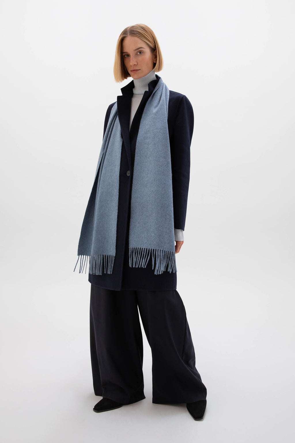 Blue Wide Cashmere Scarf