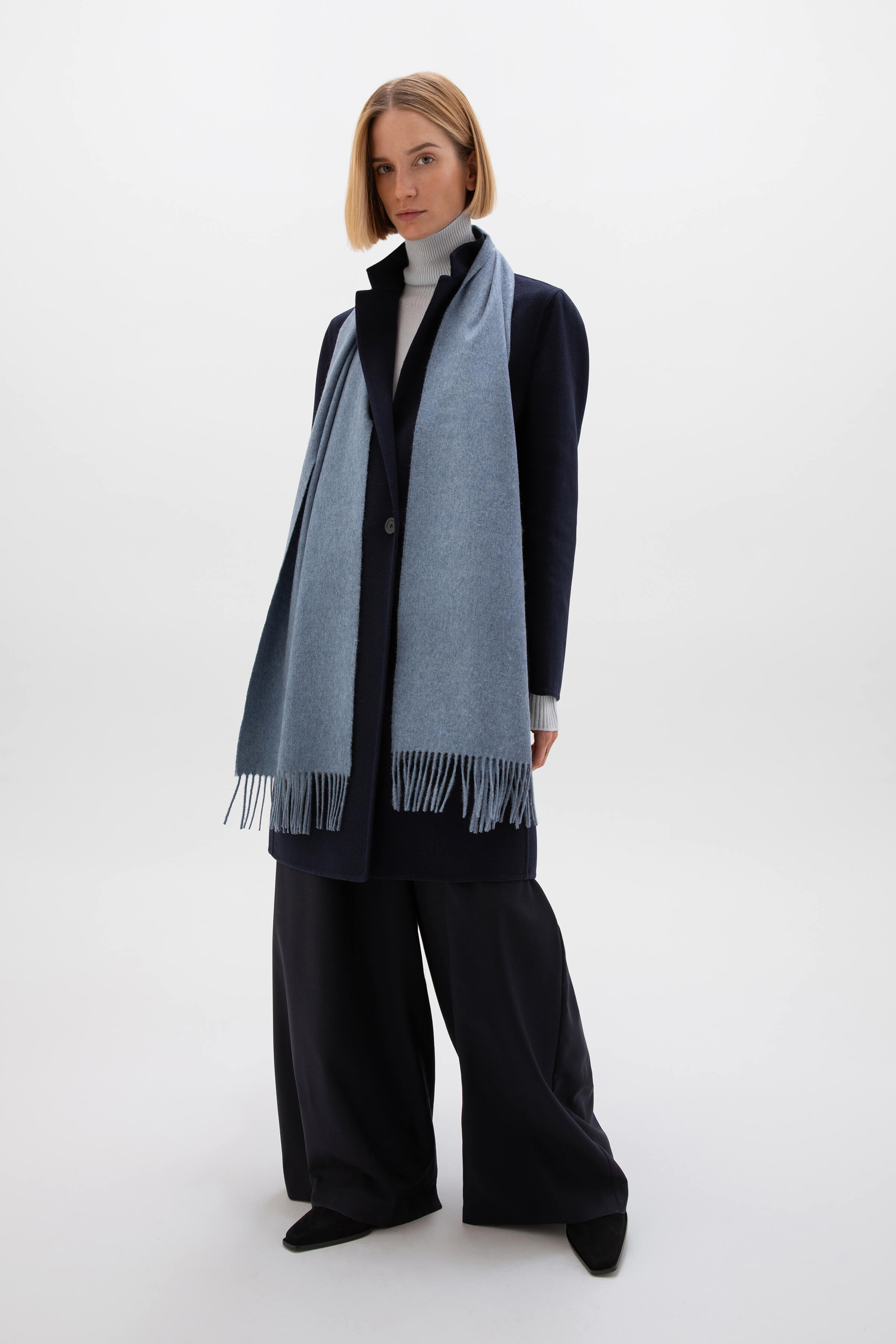 Blue Wide Cashmere Scarf
