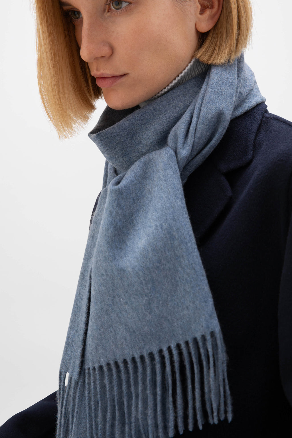 Blue Wide Cashmere Scarf