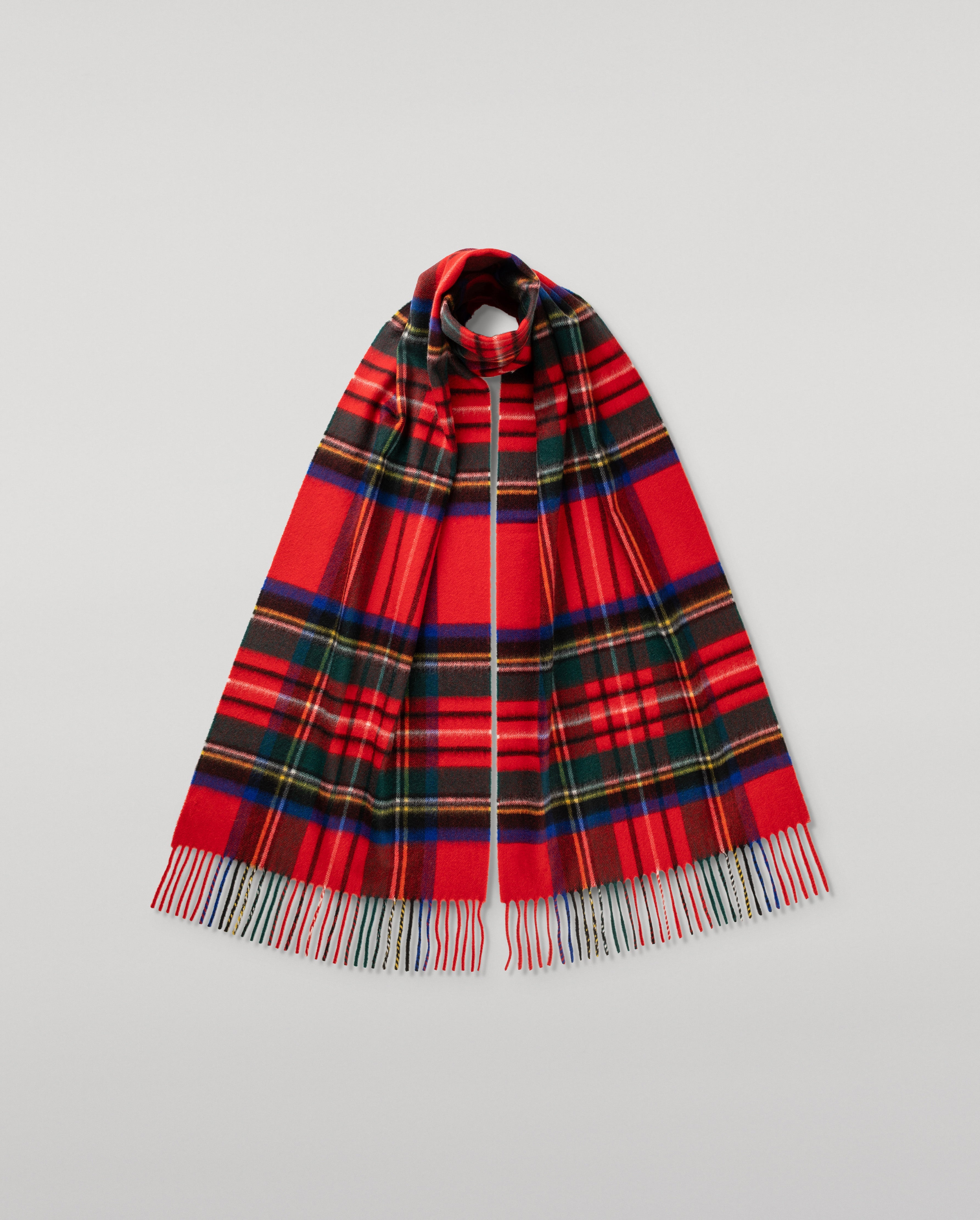 Wide Royal Stewart Tartan Cashmere Scarf