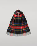 Wide Black Stewart Tartan Cashmere Scarf