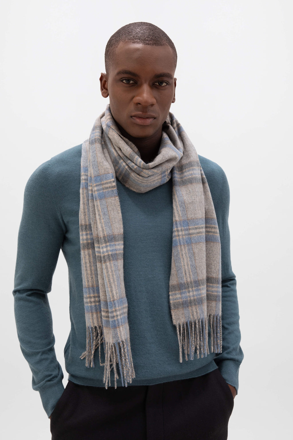 Wide Cashmere Tweed Scarf