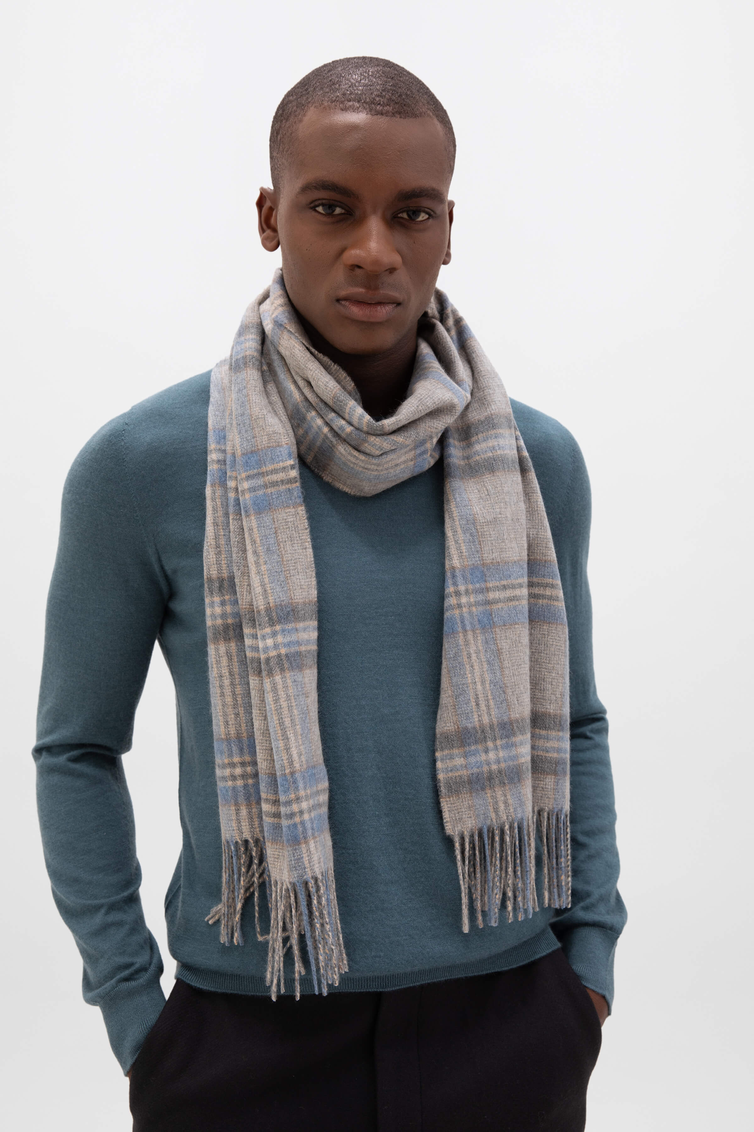 Wide Cashmere Tweed Scarf